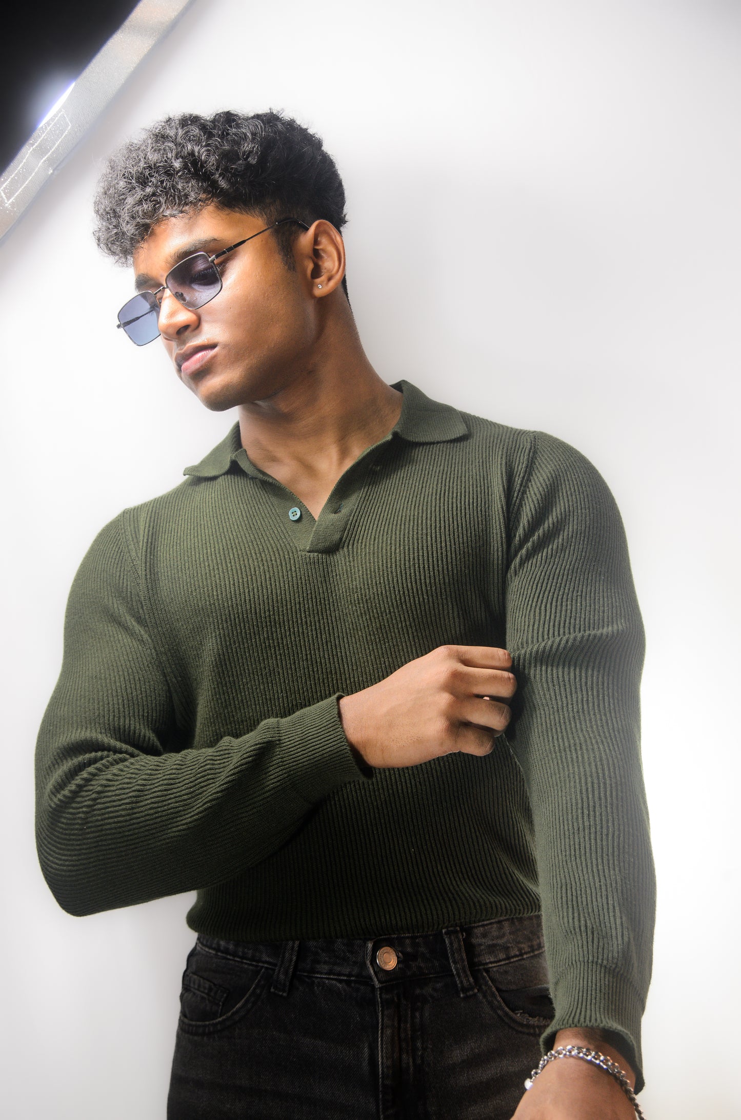 The Valmont Full Sleeve Polo - OLIVE GREEN