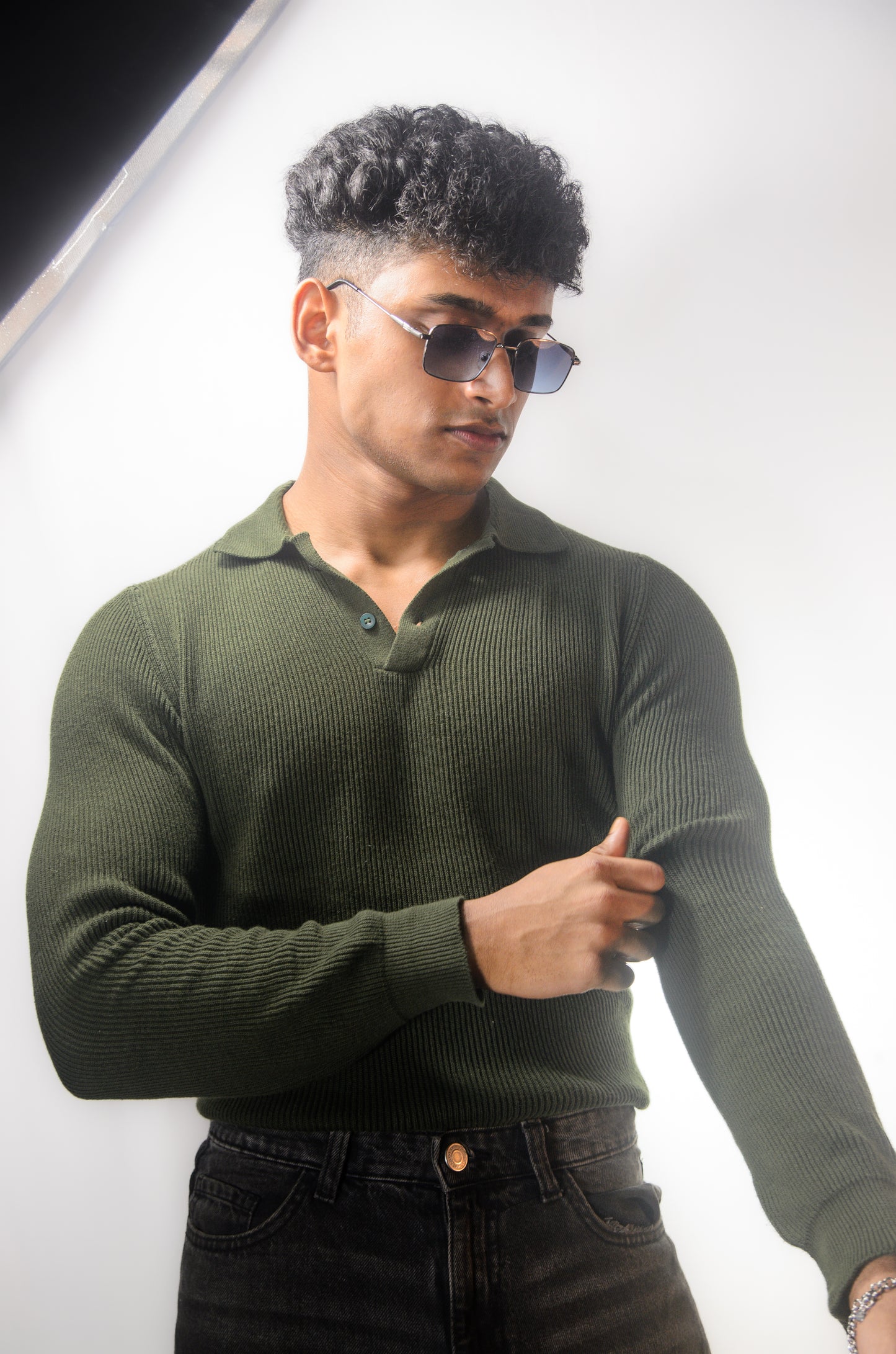 The Valmont Full Sleeve Polo - OLIVE GREEN