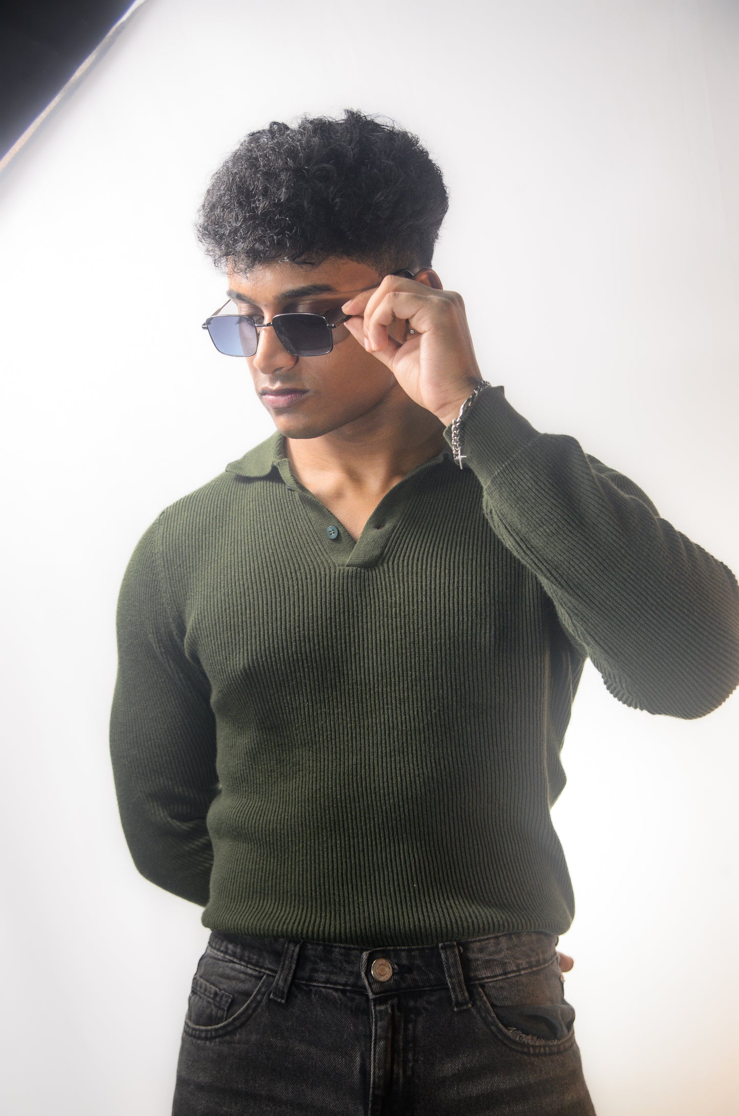 The Valmont Full Sleeve Polo - OLIVE GREEN