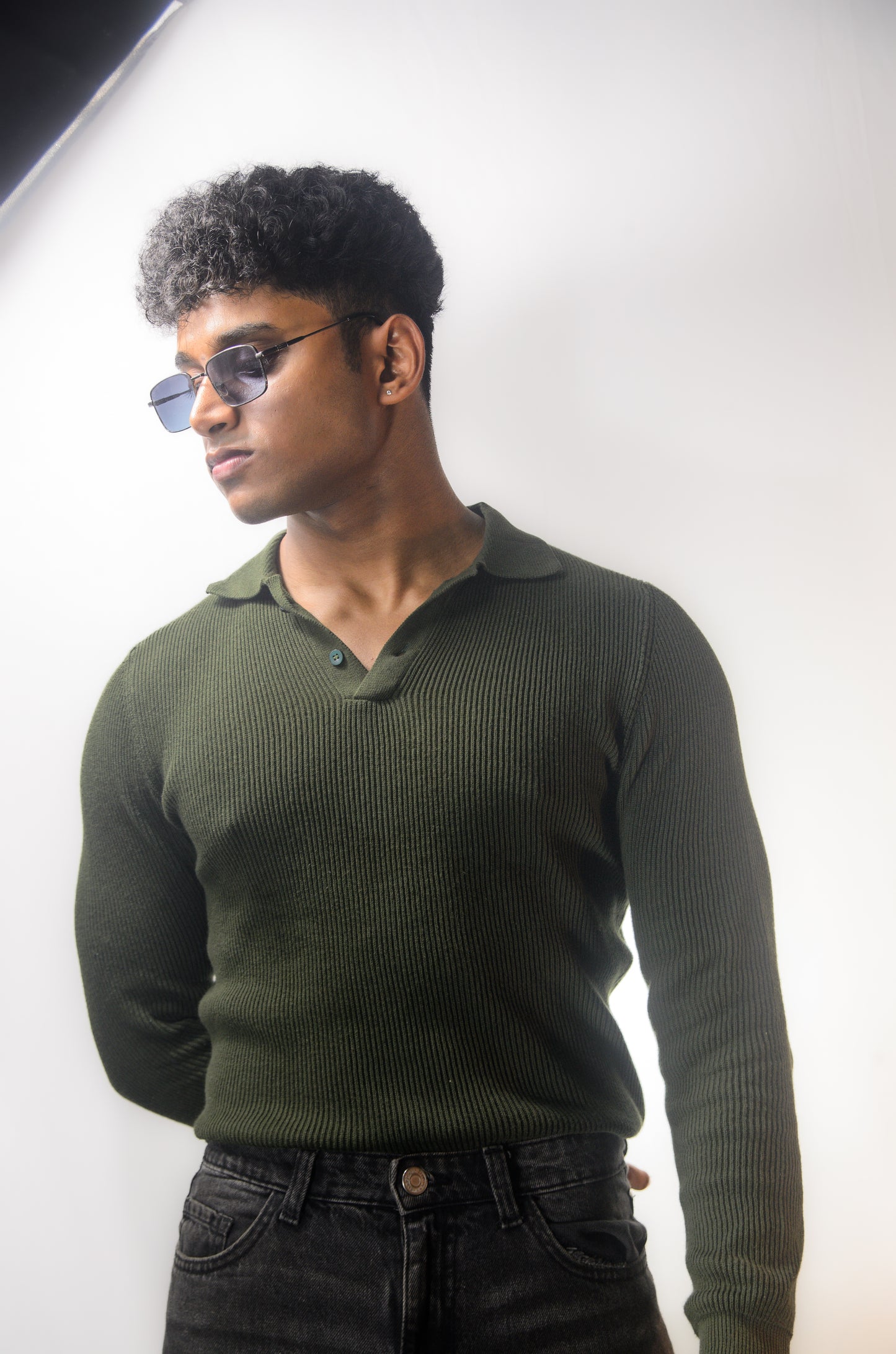 The Valmont Full Sleeve Polo - OLIVE GREEN
