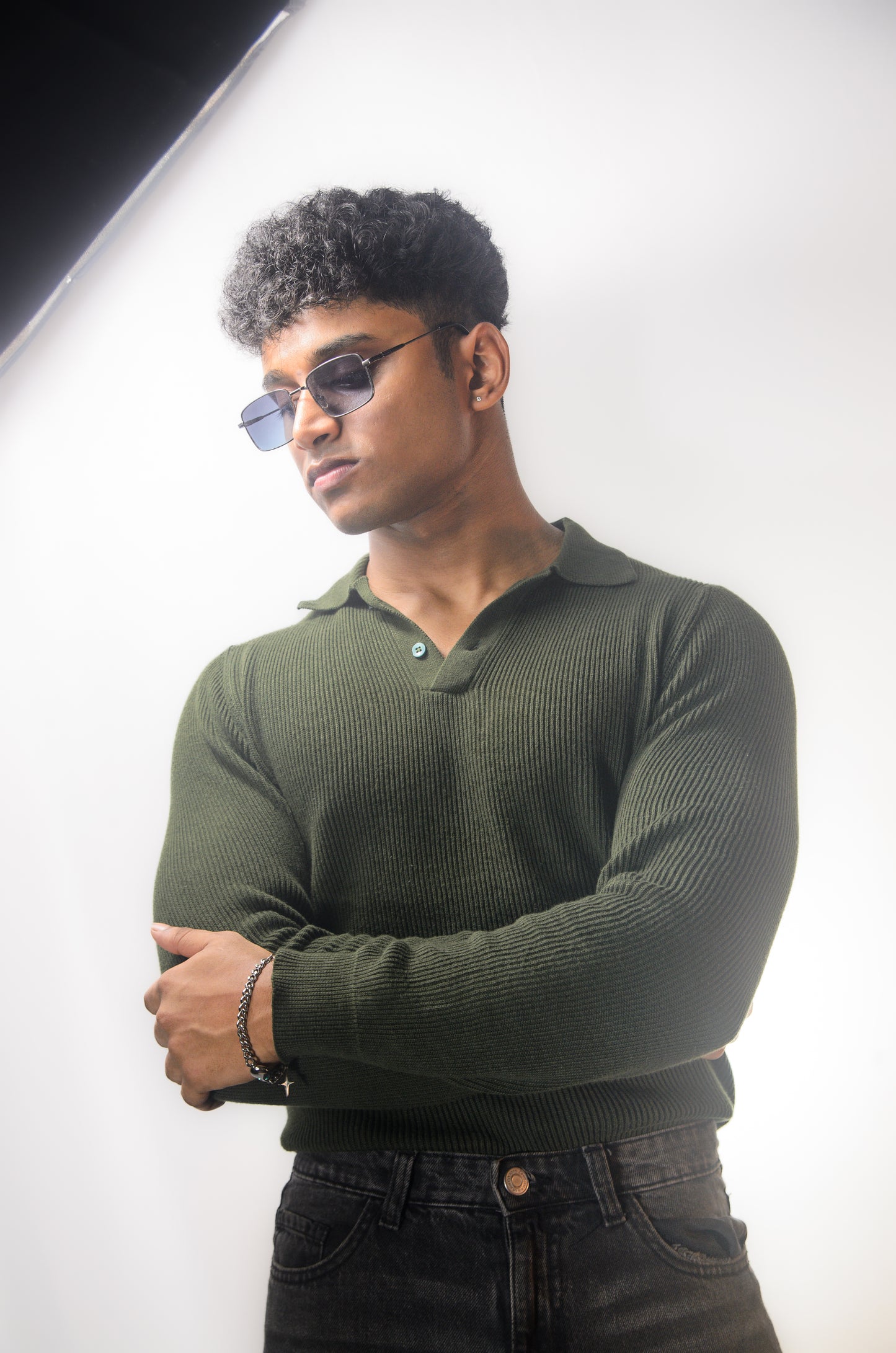 The Valmont Full Sleeve Polo - OLIVE GREEN