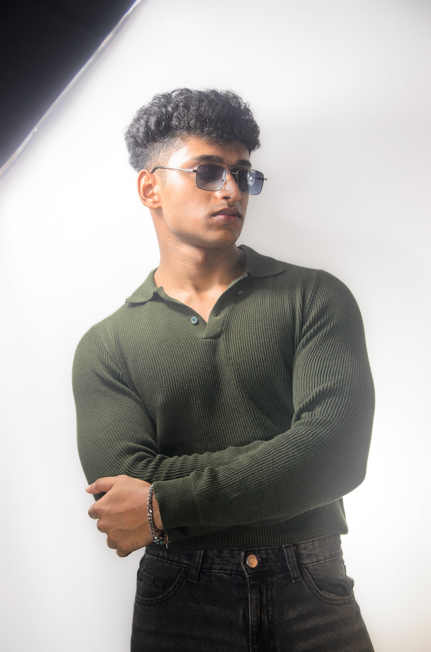 The Valmont Full Sleeve Polo - OLIVE GREEN