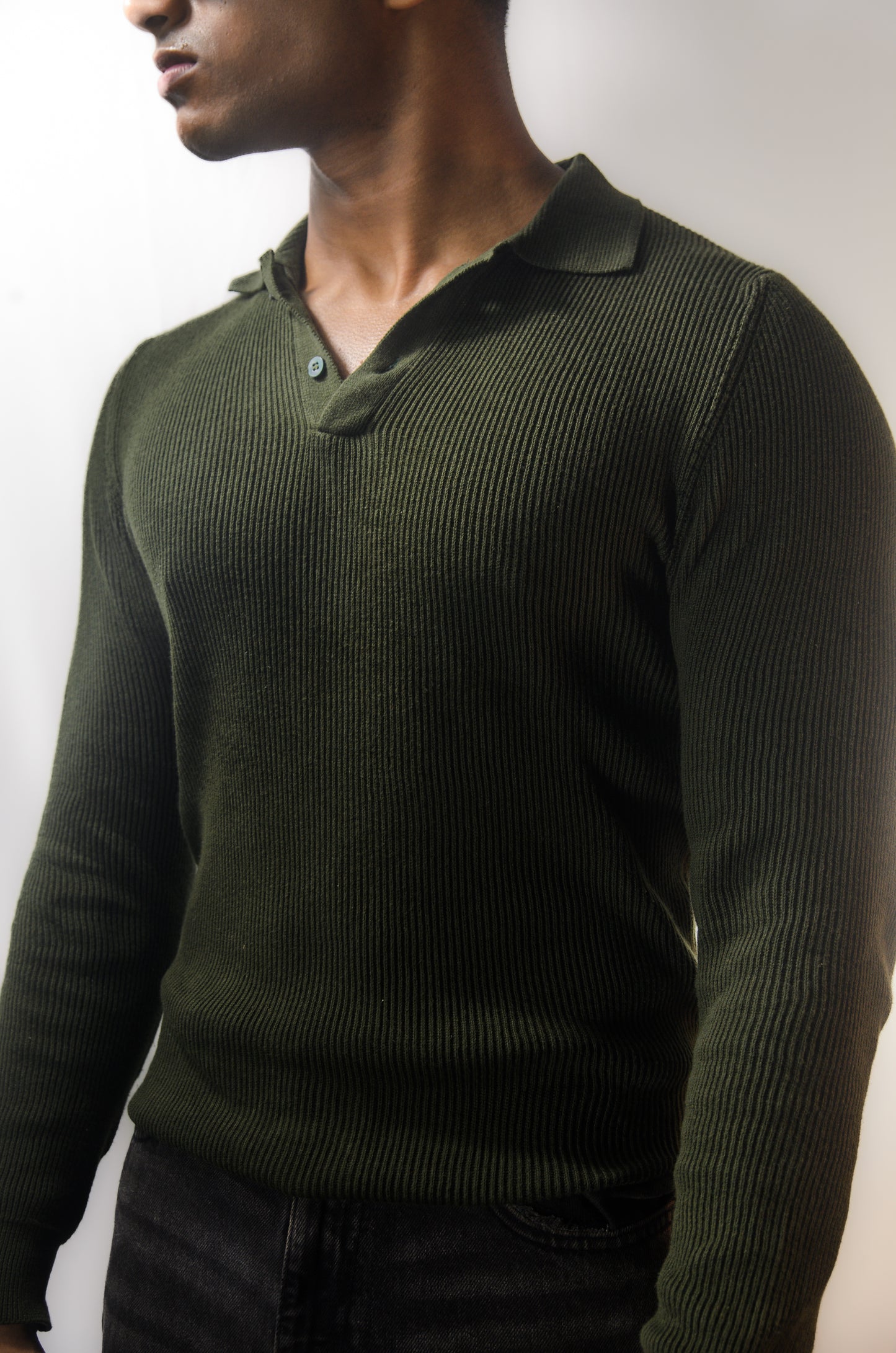 The Valmont Full Sleeve Polo - OLIVE GREEN
