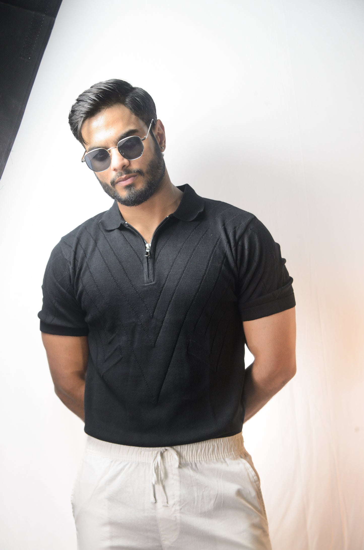 Mayfair Zip Polo T-shirt - BLACK