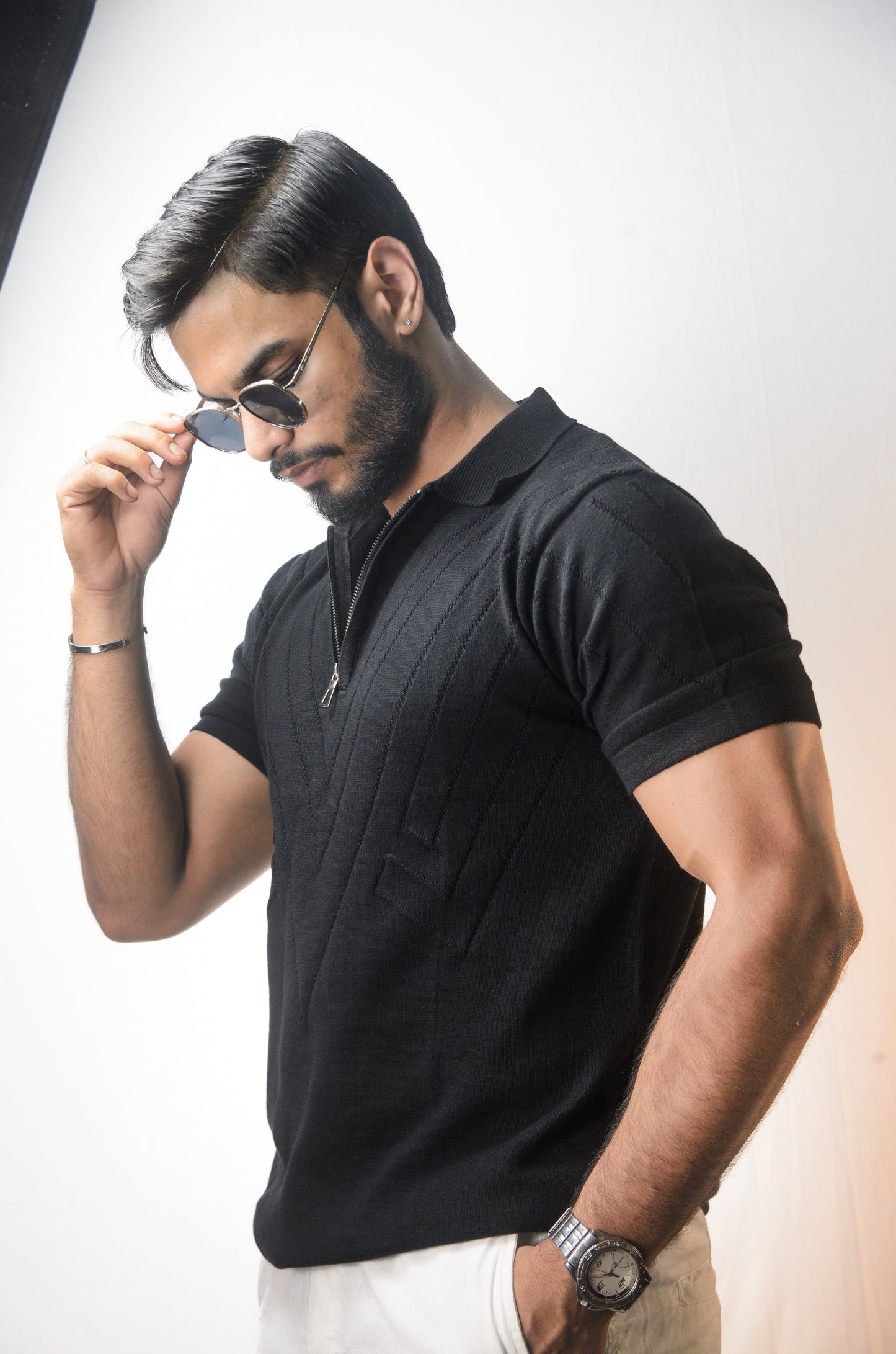 Mayfair Zip Polo T-shirt - BLACK