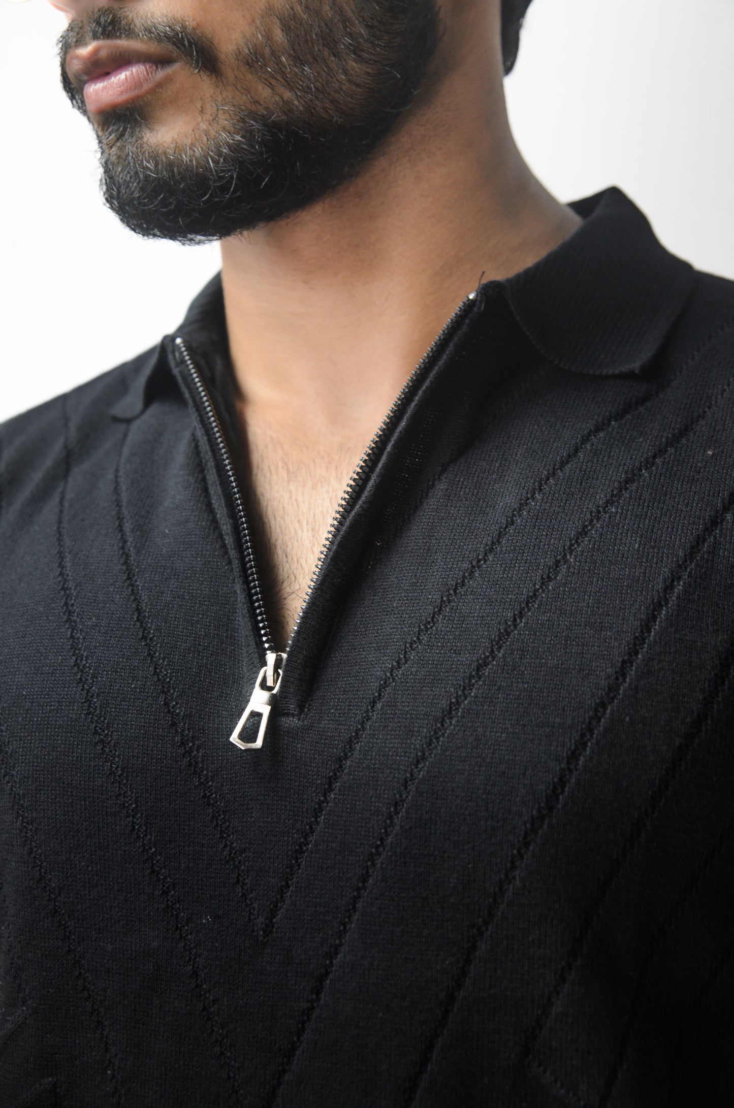 Mayfair Zip Polo T-shirt - BLACK