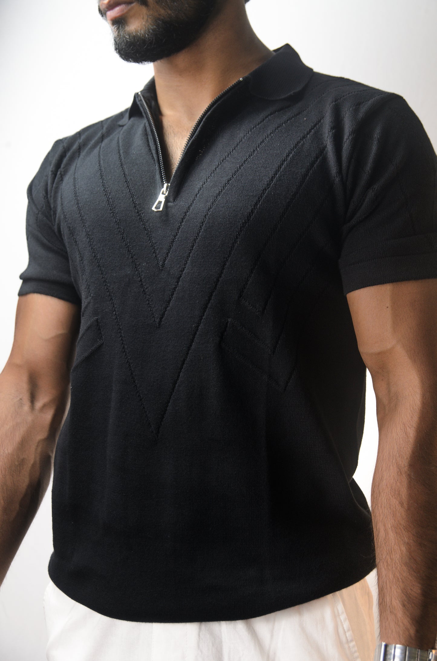 Mayfair Zip Polo T-shirt - BLACK