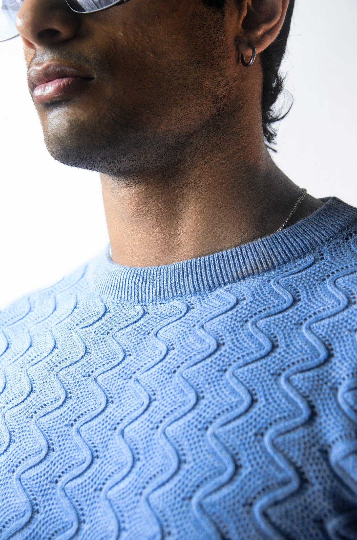 Classic Wave Full Sleeve Tshirt - Sky Blue