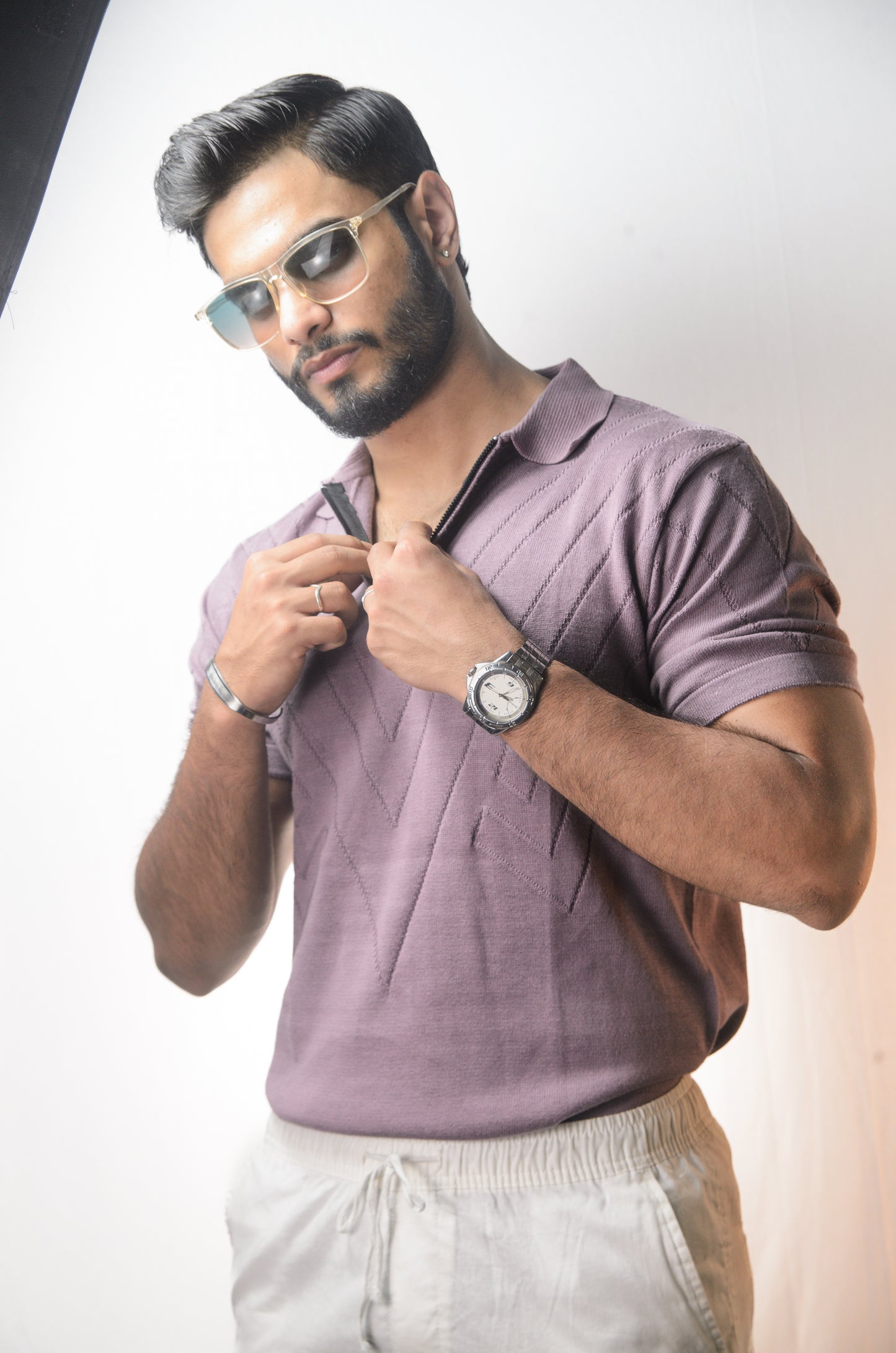 Mayfair Zip Polo T-shirt - PURPLE