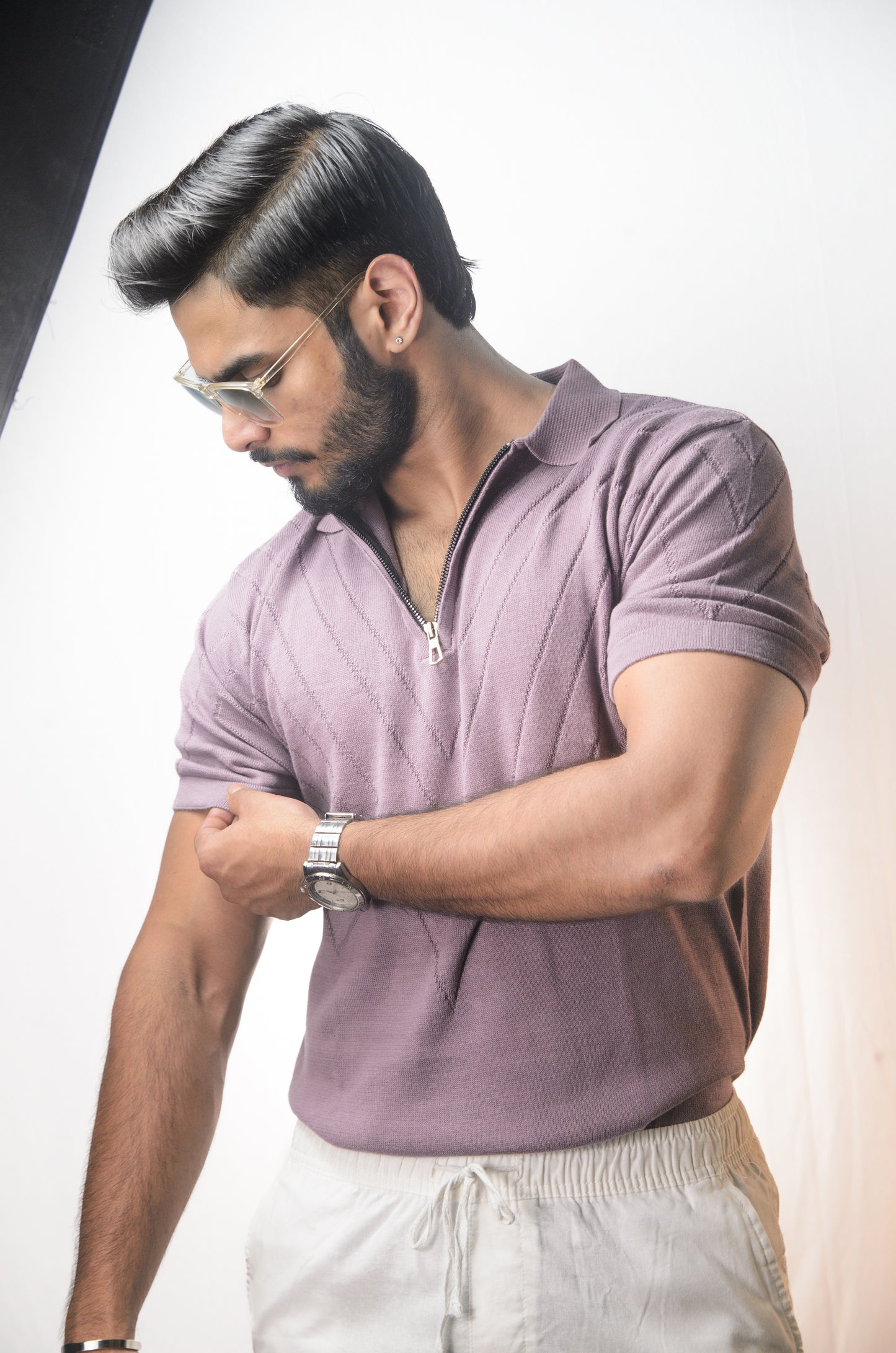 Mayfair Zip Polo T-shirt - PURPLE