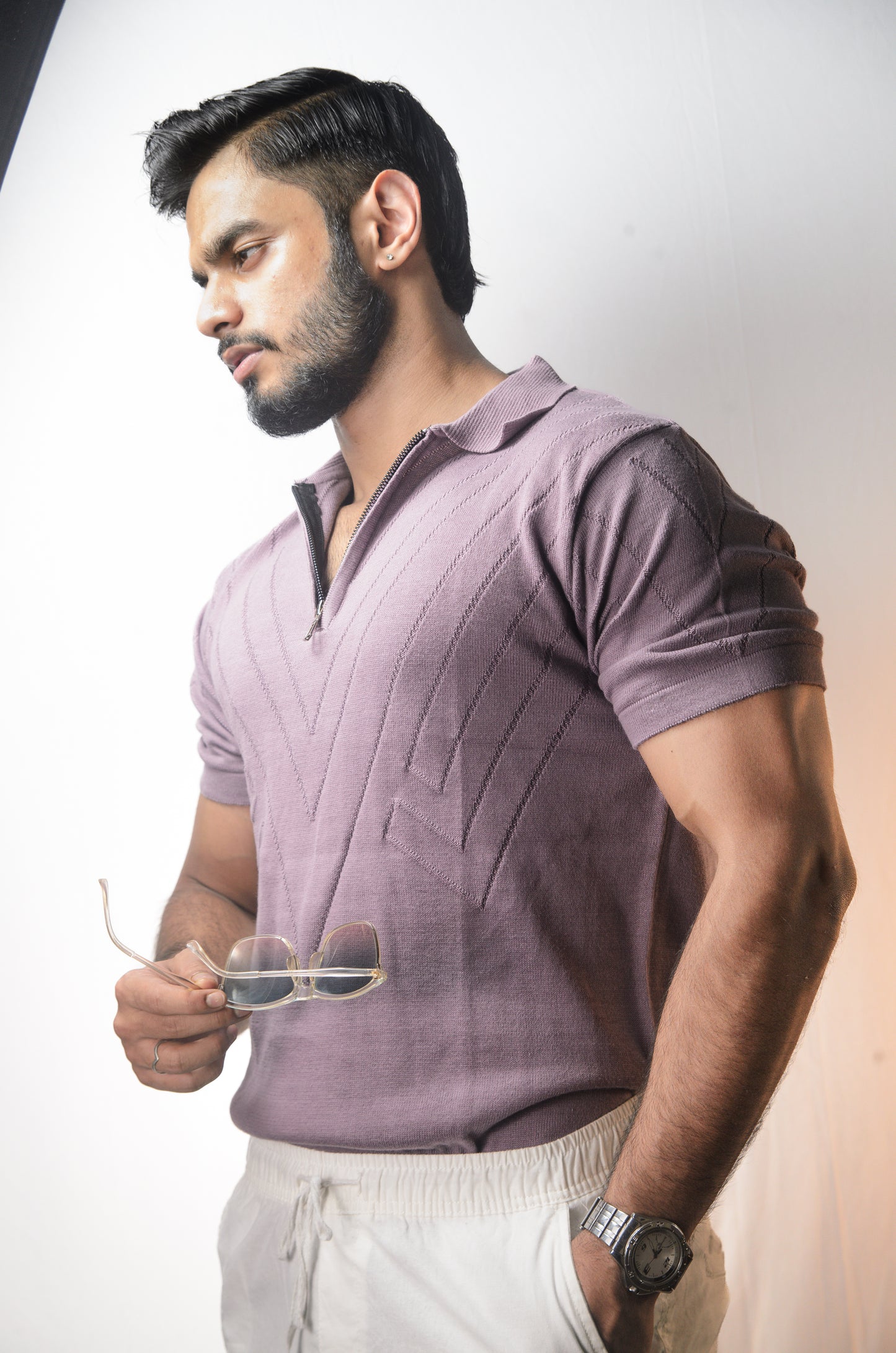 Mayfair Zip Polo T-shirt - PURPLE