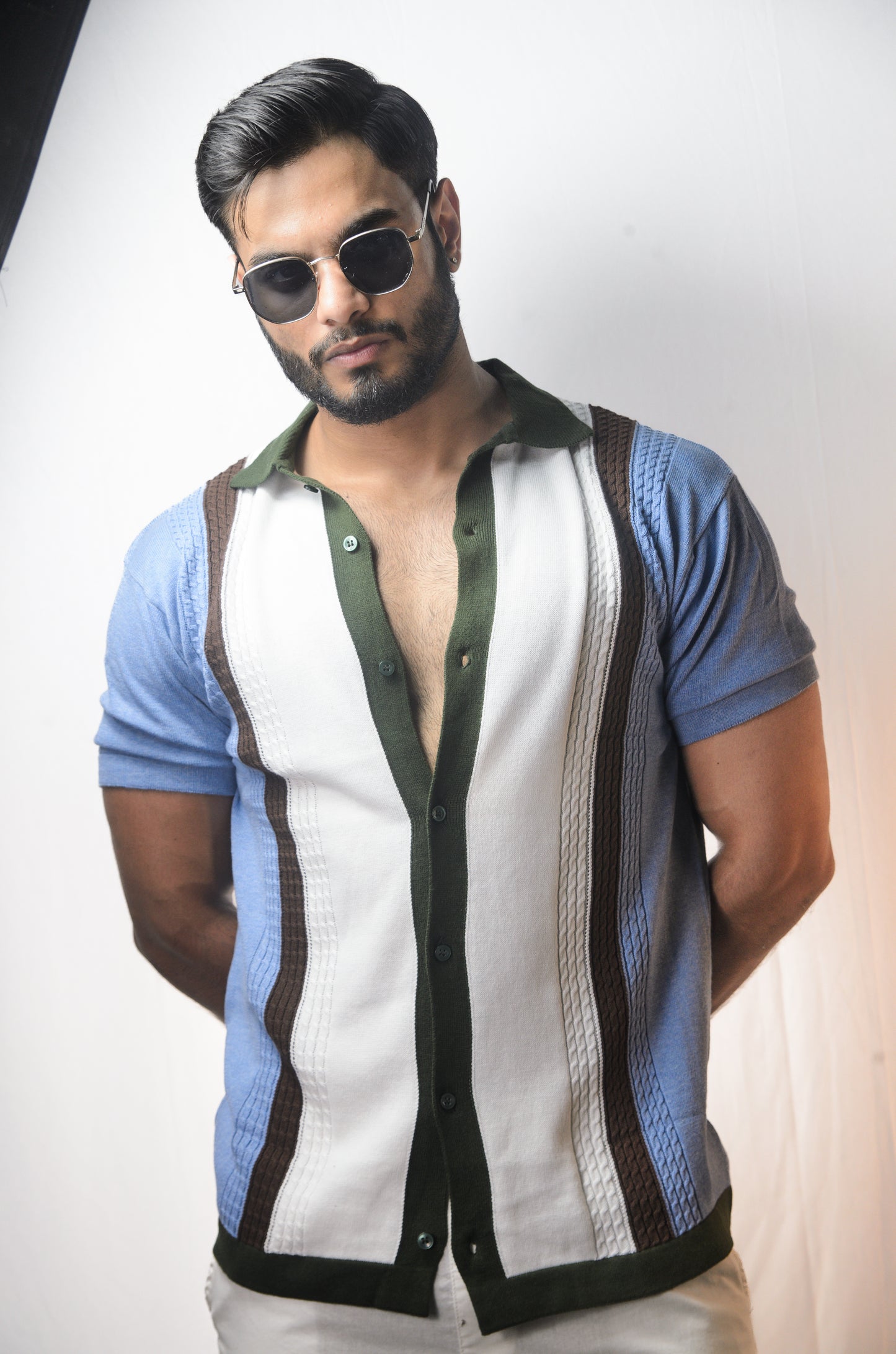 Coastal Luxe Knitted Shirt - SKY BLUE