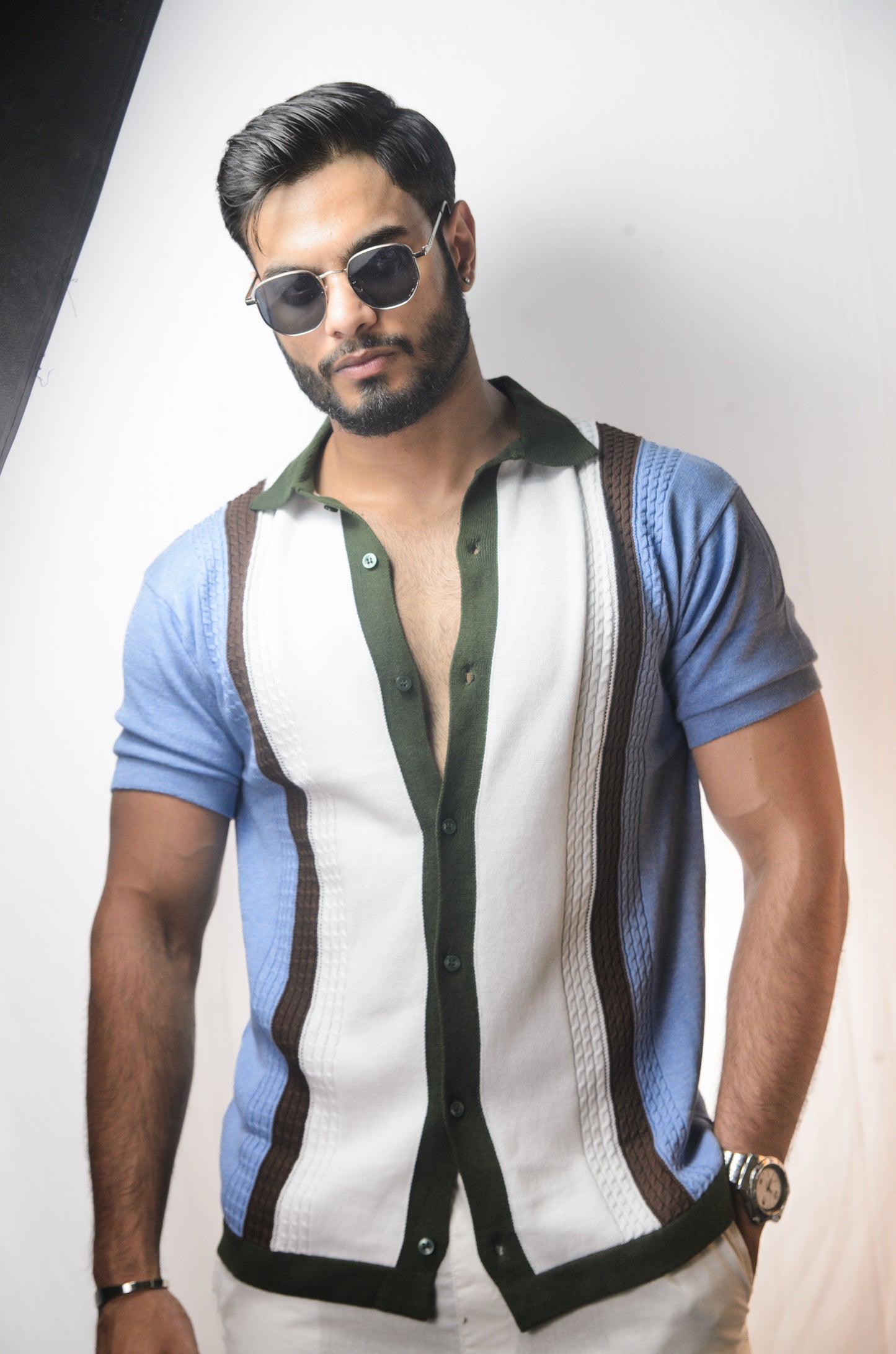Coastal Luxe Knitted Shirt - SKY BLUE