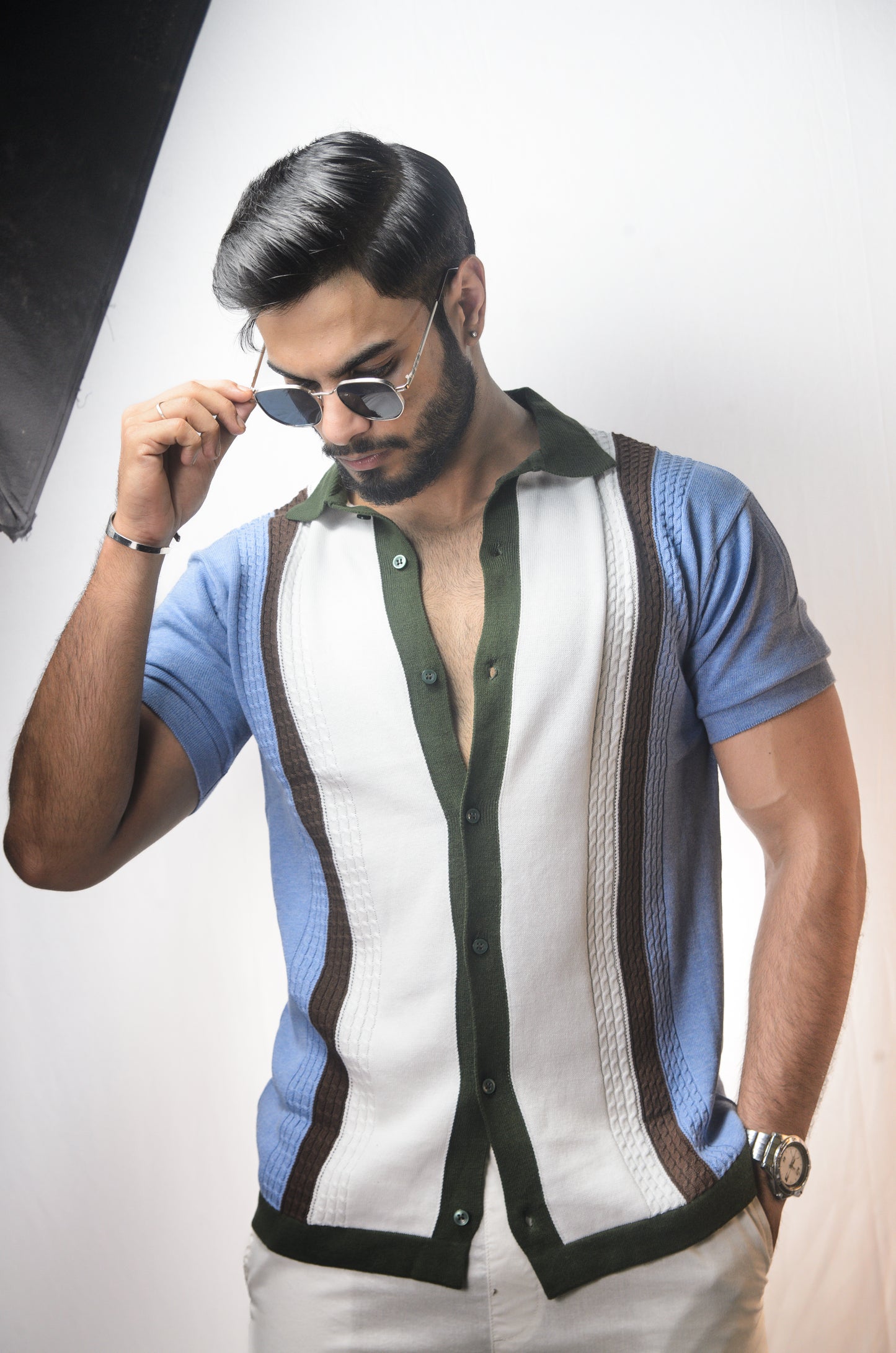Coastal Luxe Knitted Shirt - SKY BLUE