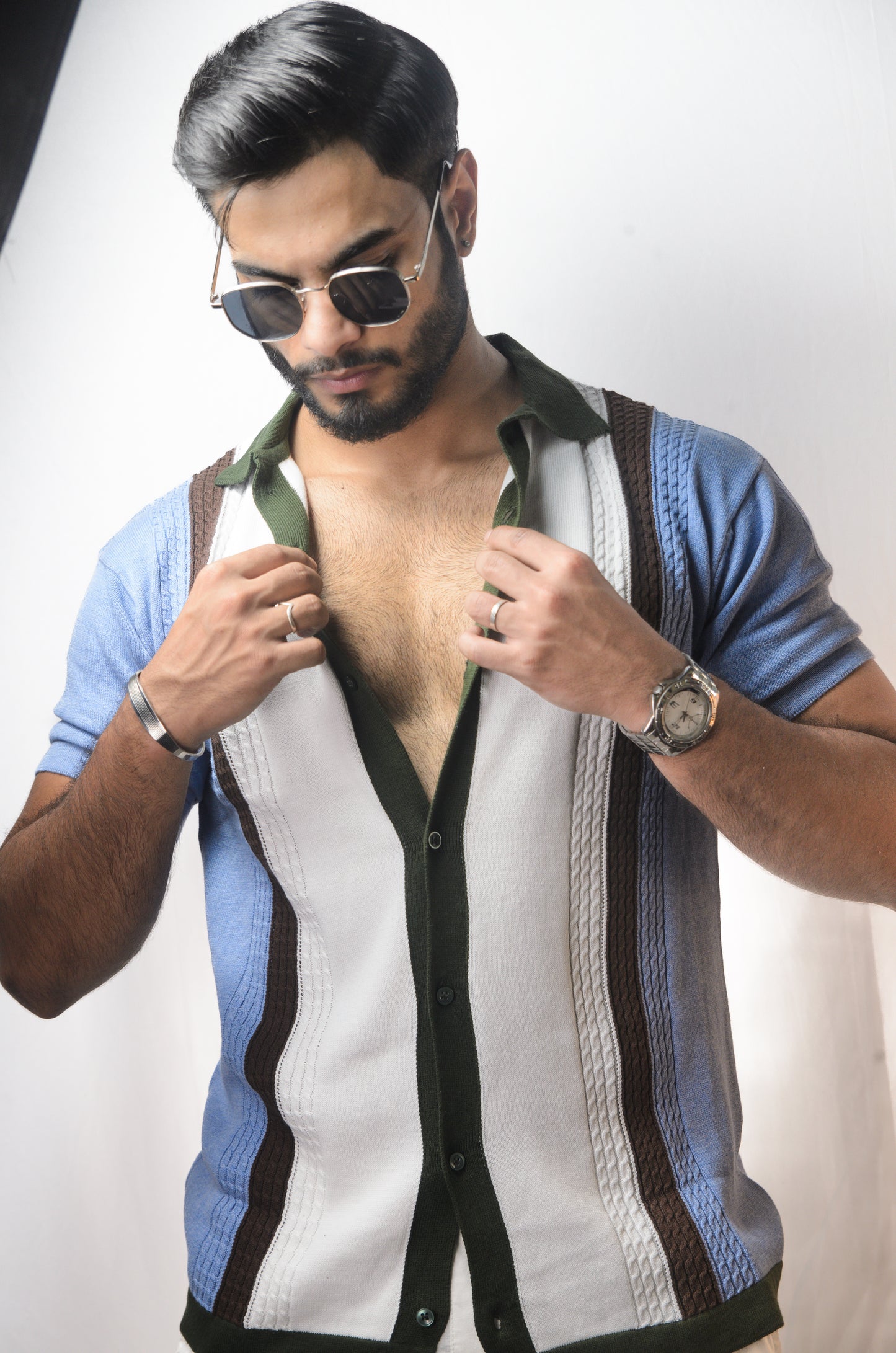 Coastal Luxe Knitted Shirt - SKY BLUE