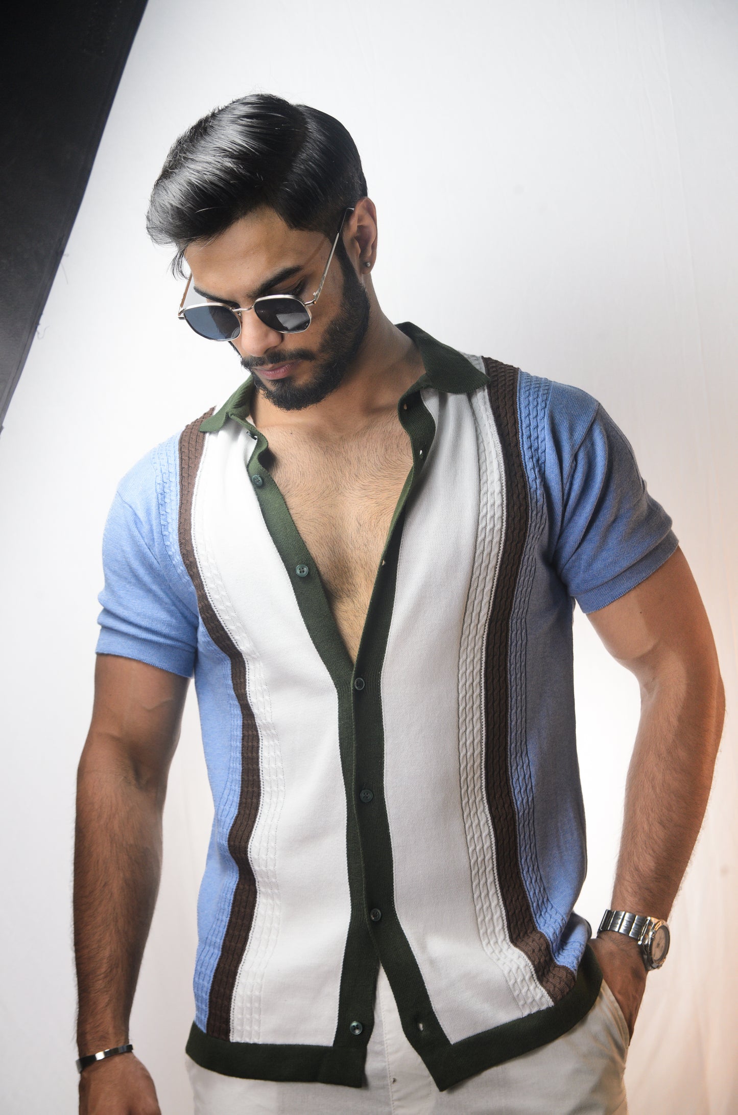 Coastal Luxe Knitted Shirt - SKY BLUE