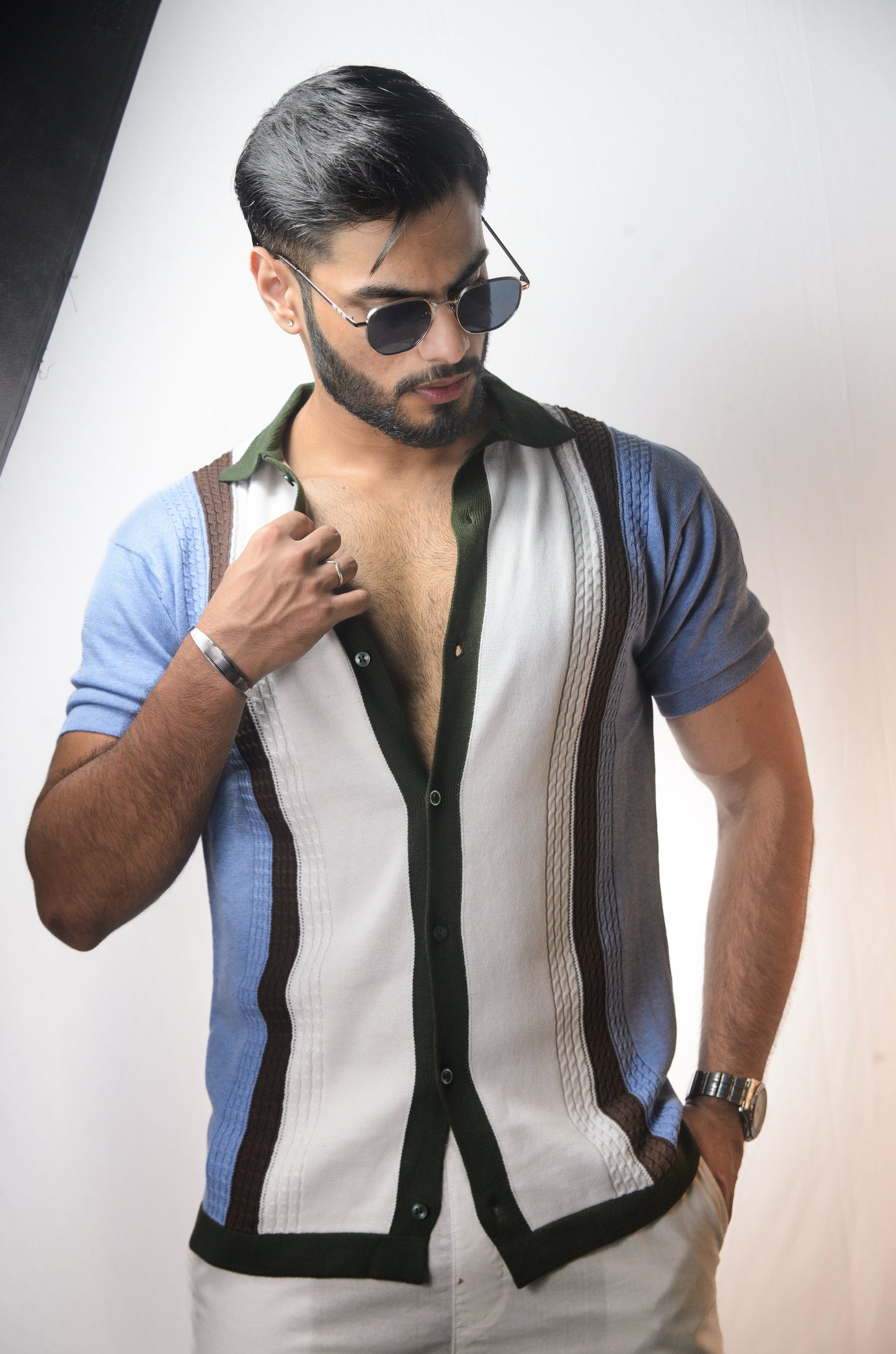Coastal Luxe Knitted Shirt - SKY BLUE