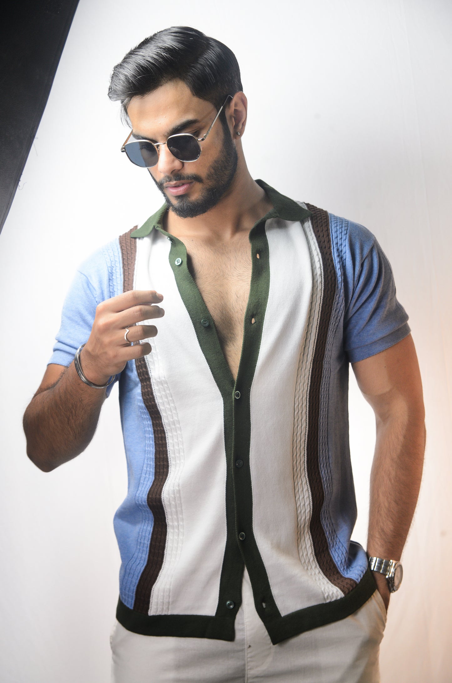 Coastal Luxe Knitted Shirt - SKY BLUE