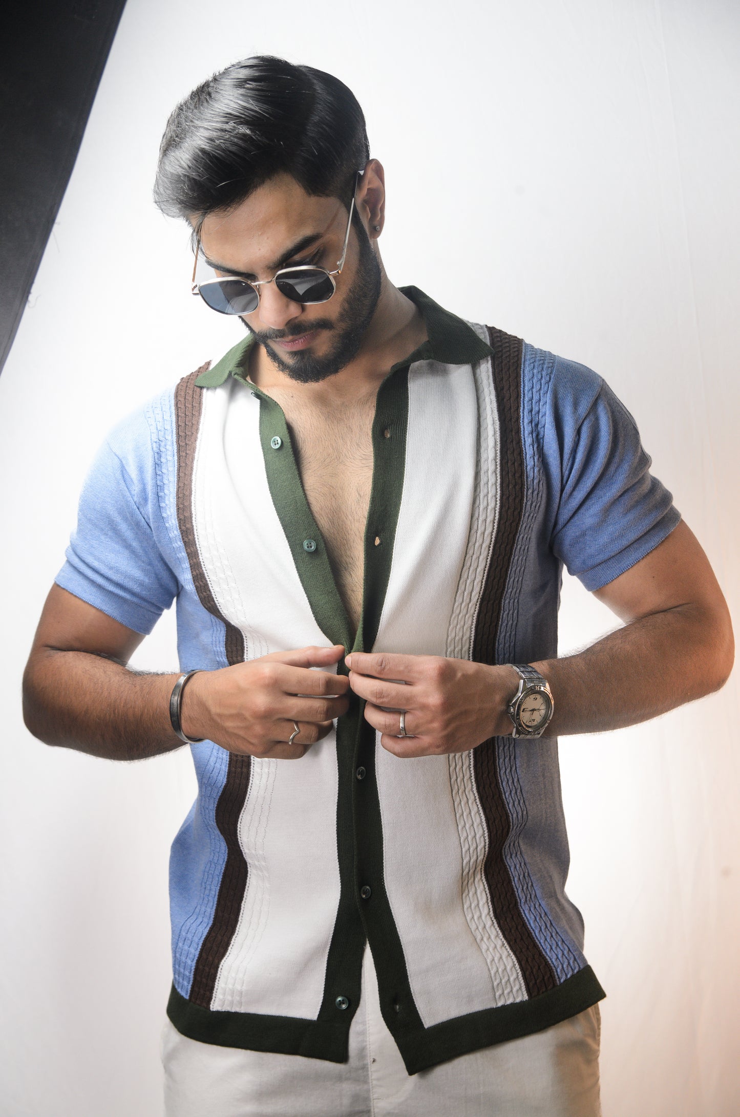 Coastal Luxe Knitted Shirt - SKY BLUE