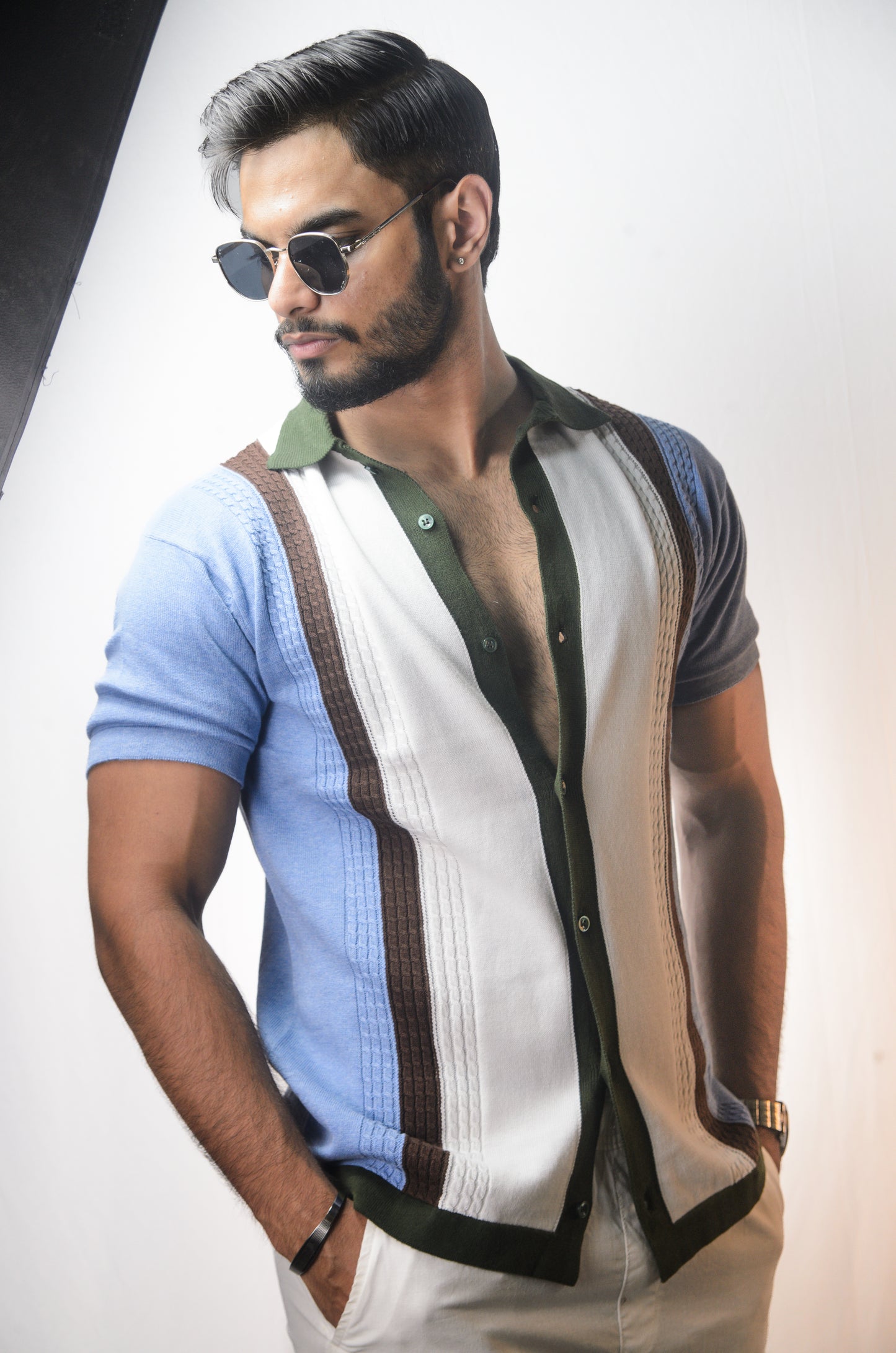 Coastal Luxe Knitted Shirt - SKY BLUE