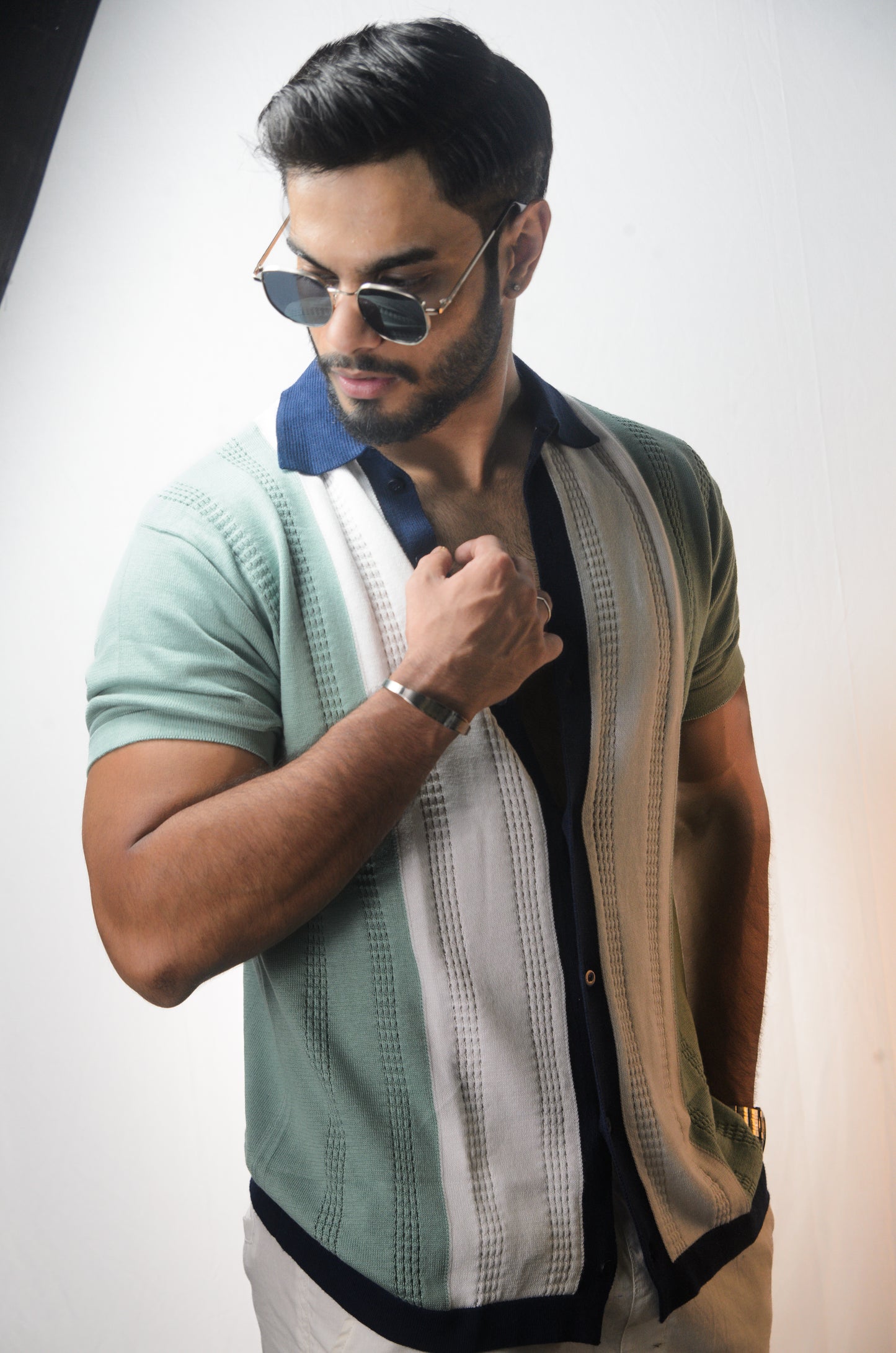 Old Town Knitted Shirt - CYAN