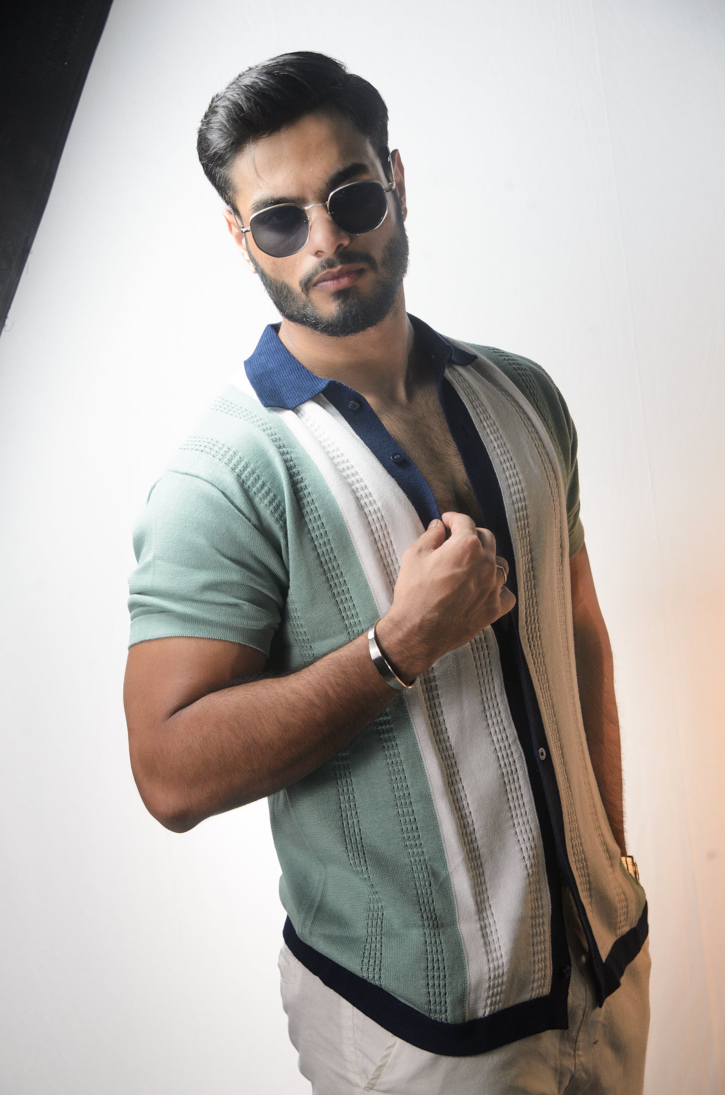 Old Town Knitted Shirt - CYAN