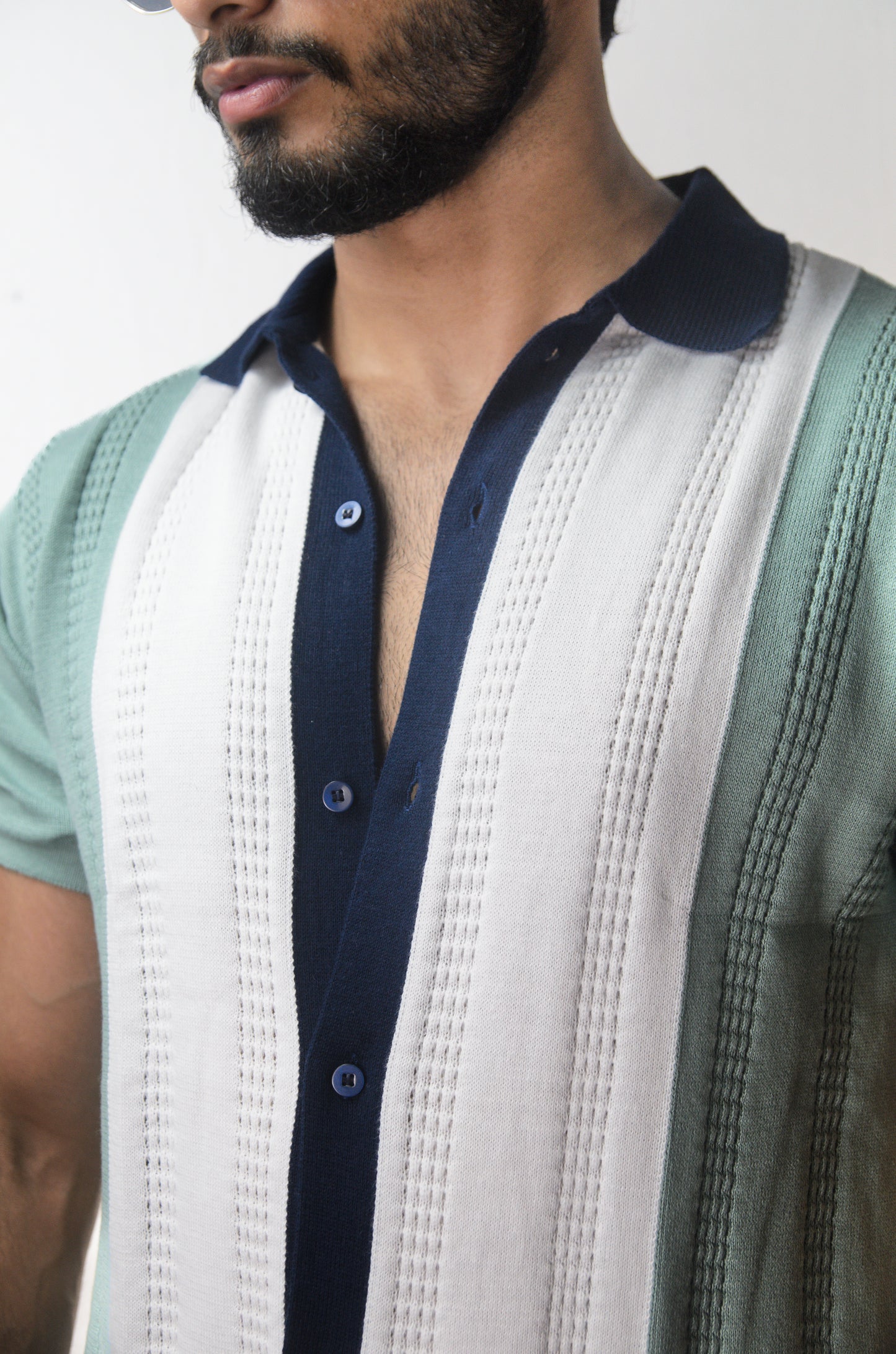 Old Town Knitted Shirt - CYAN