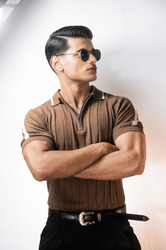 Clubline Textured Polo - ALMOND