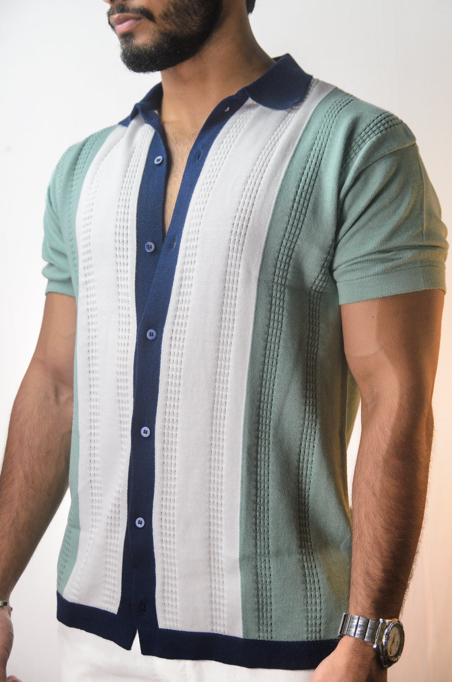 Old Town Knitted Shirt - CYAN