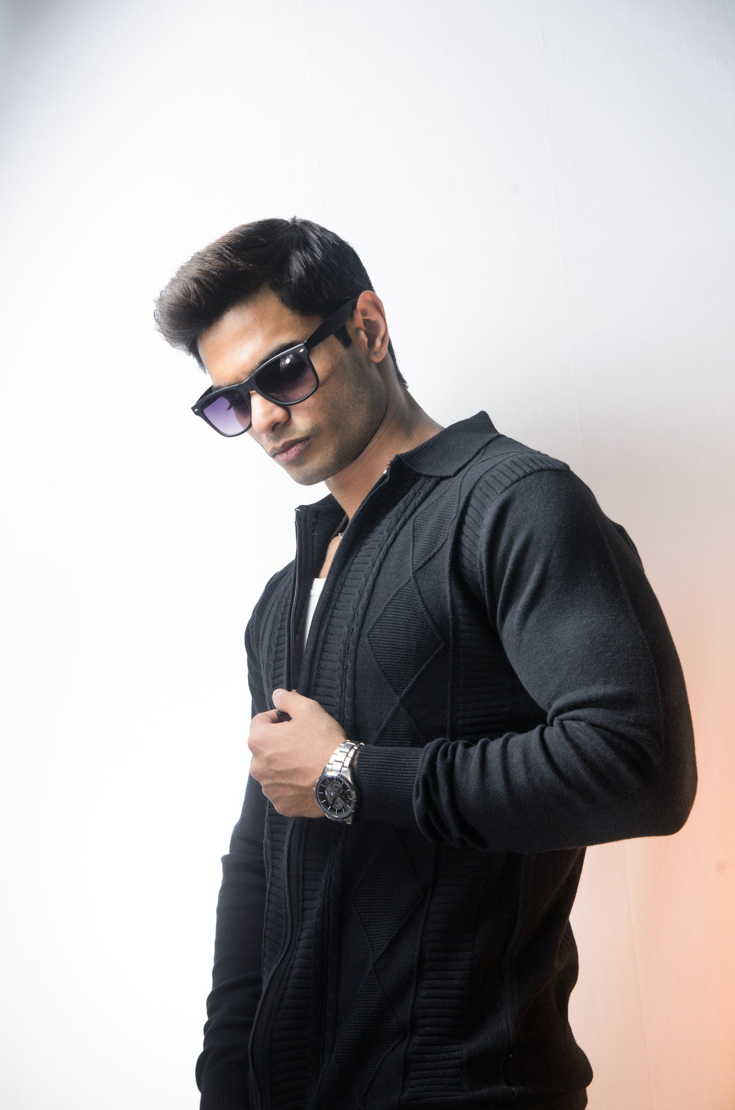 The Montague Full Zip Long Sleeve Tshirt - BLACK