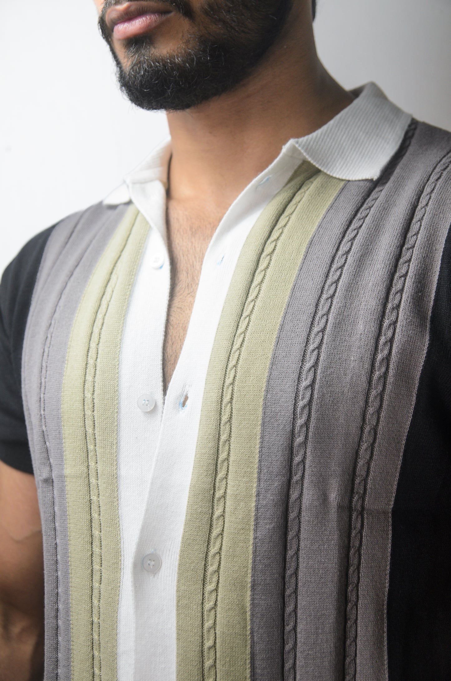 Vintage Cabel Knit Shirt - BLACK