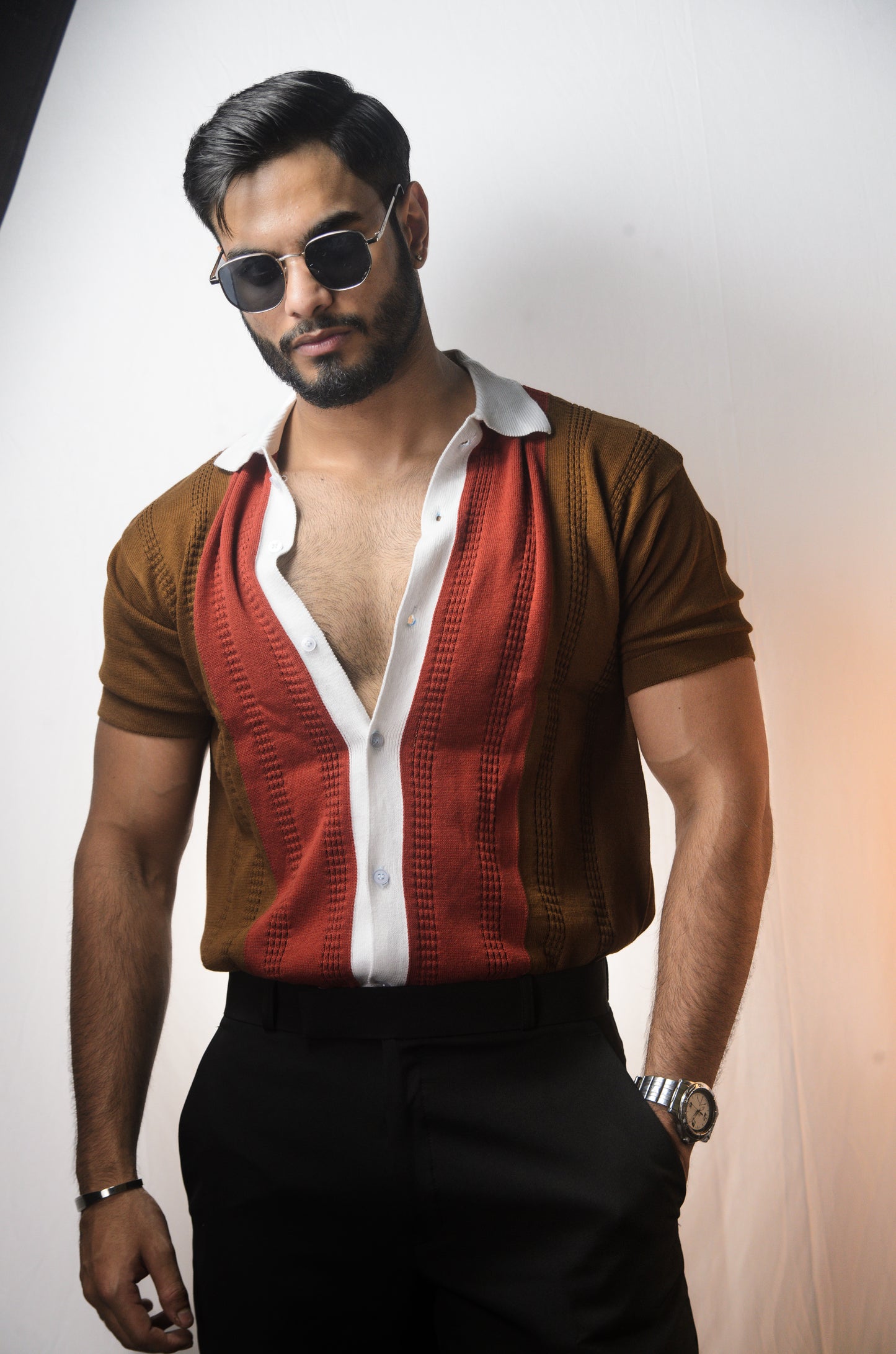 Old Town Knitted Shirt - BROWN