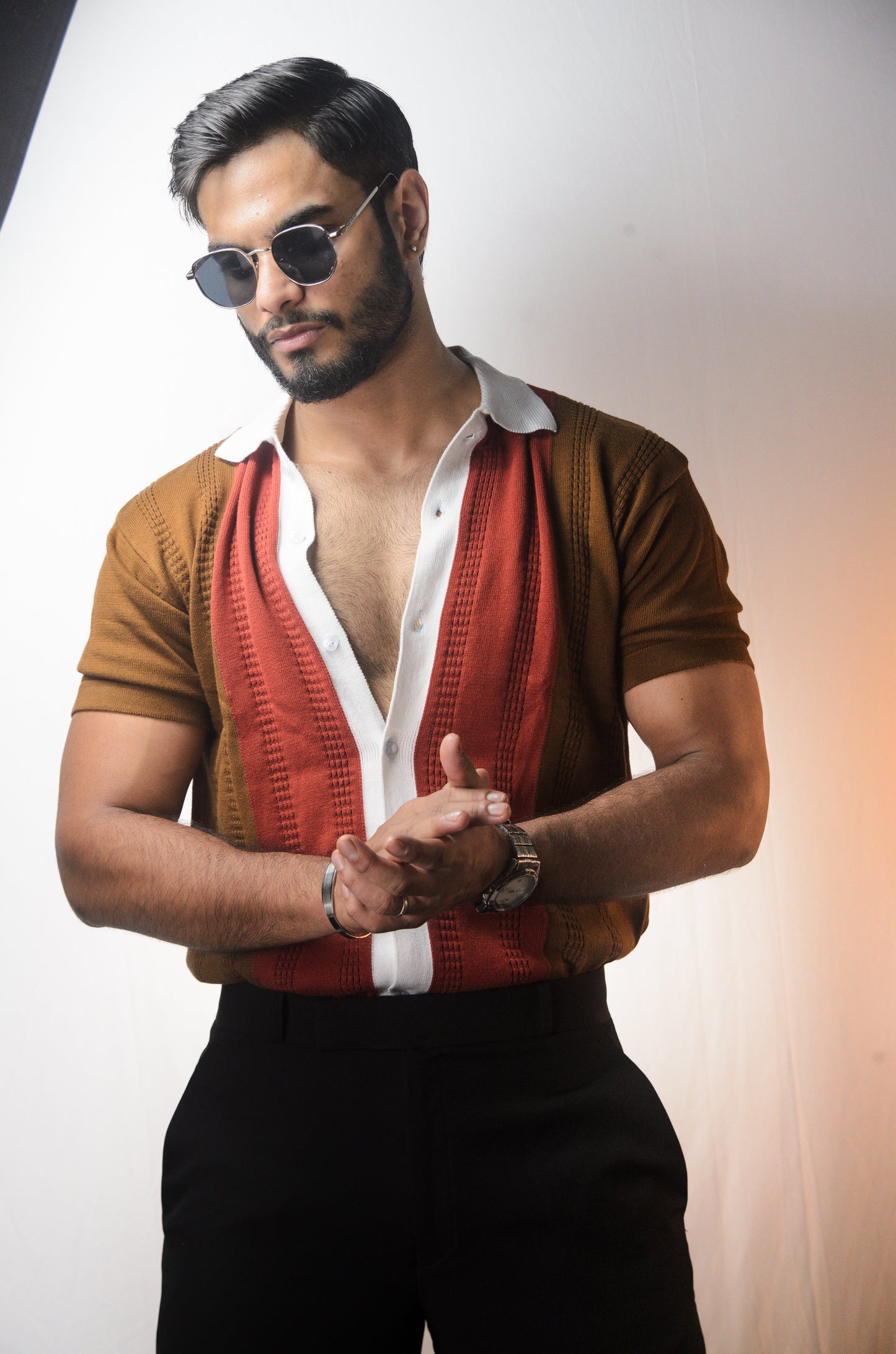 Old Town Knitted Shirt - BROWN