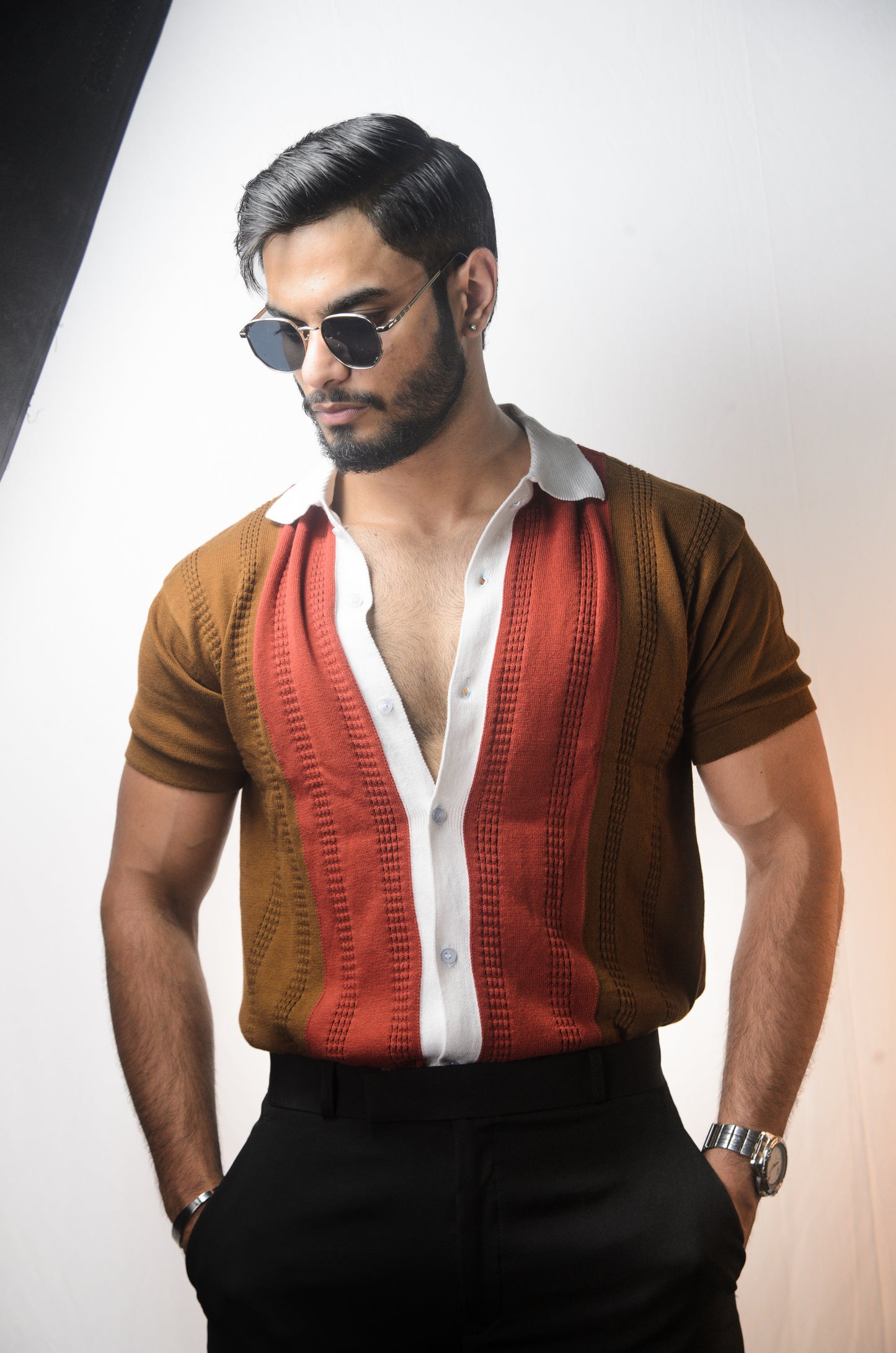 Old Town Knitted Shirt - BROWN