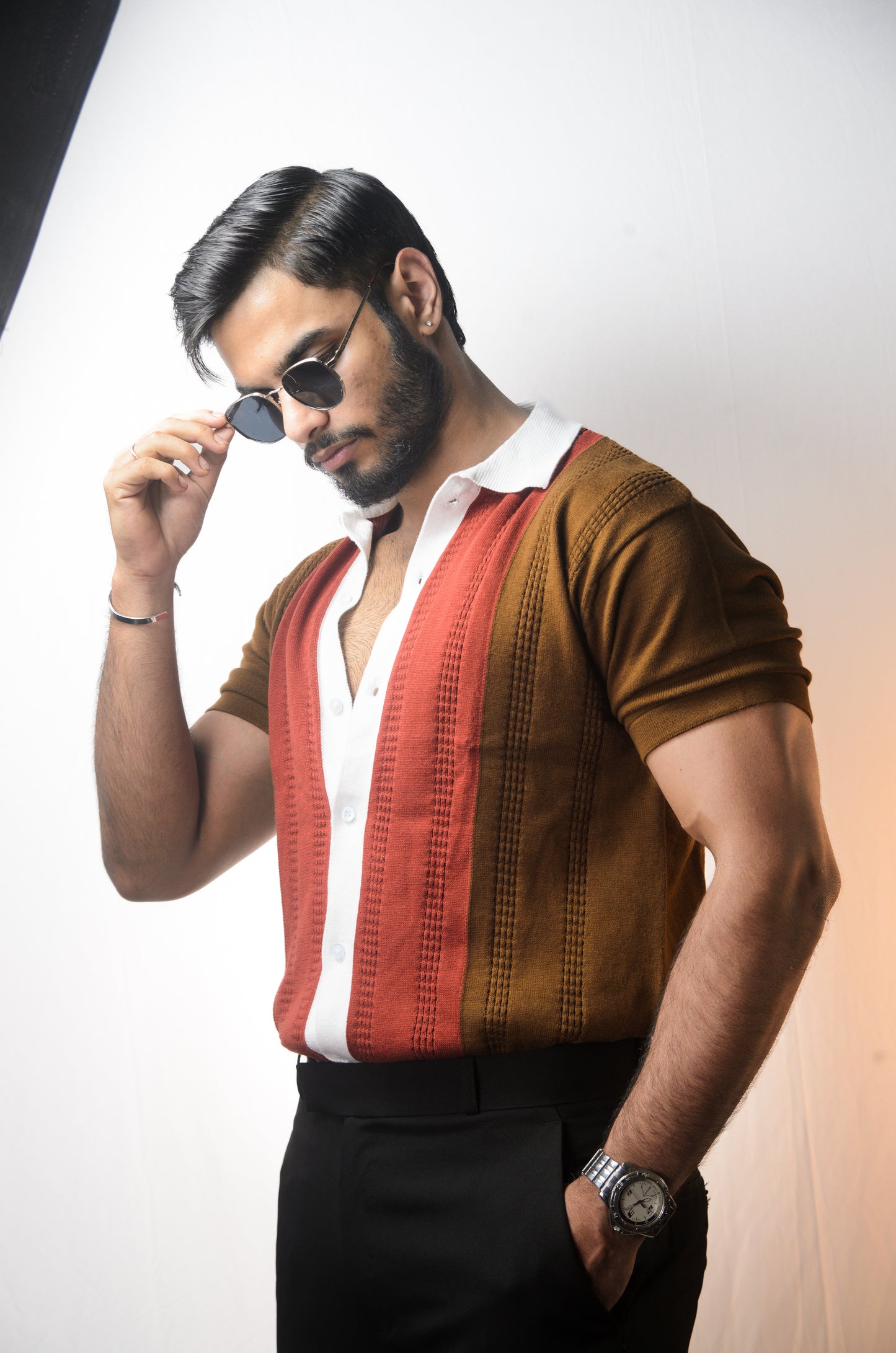 Old Town Knitted Shirt - BROWN