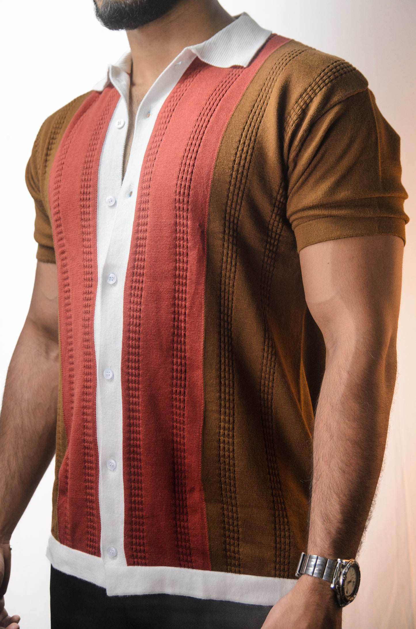 Old Town Knitted Shirt - BROWN
