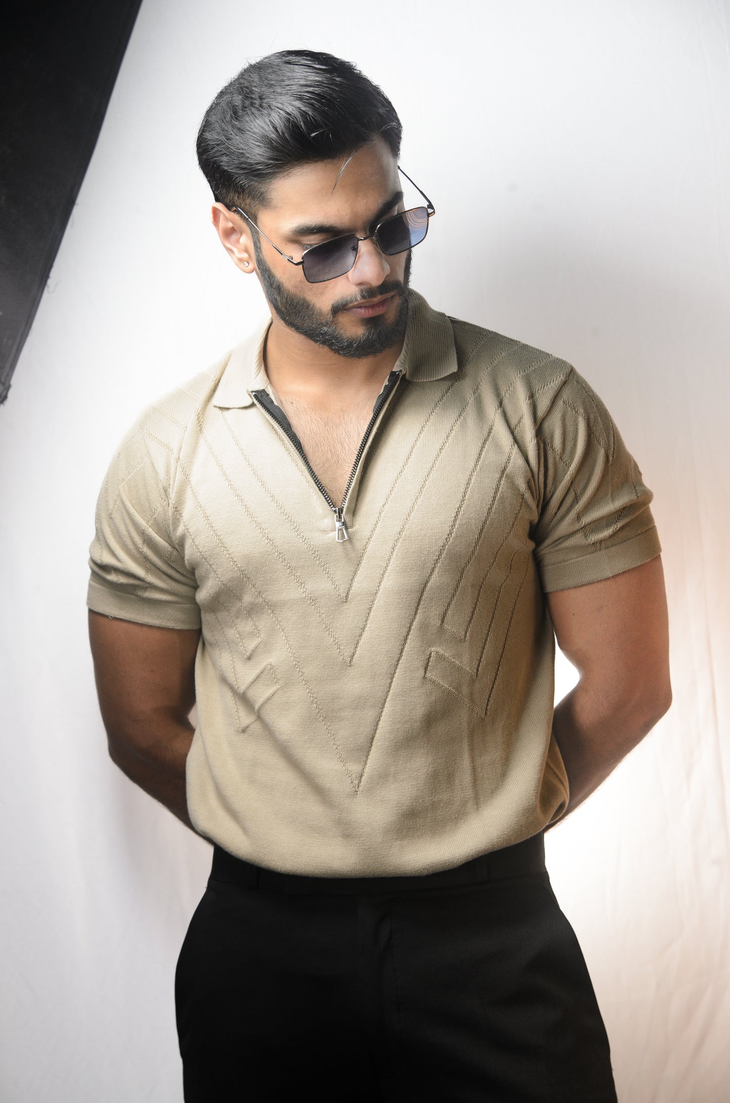 Mayfair Zip Polo T-shirt - BEIGE