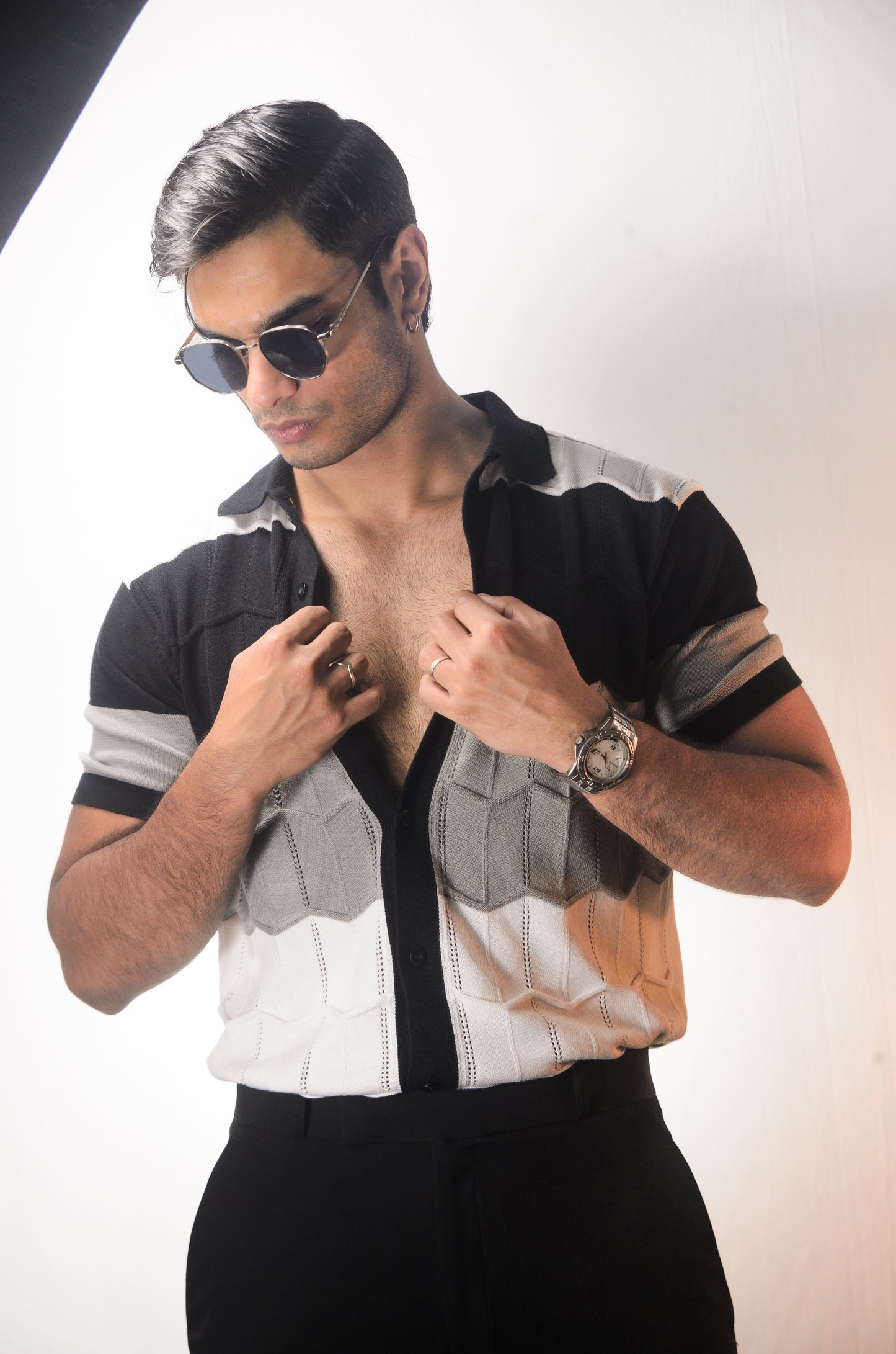 The Chill Stitch Knitted Shirt - BLACK