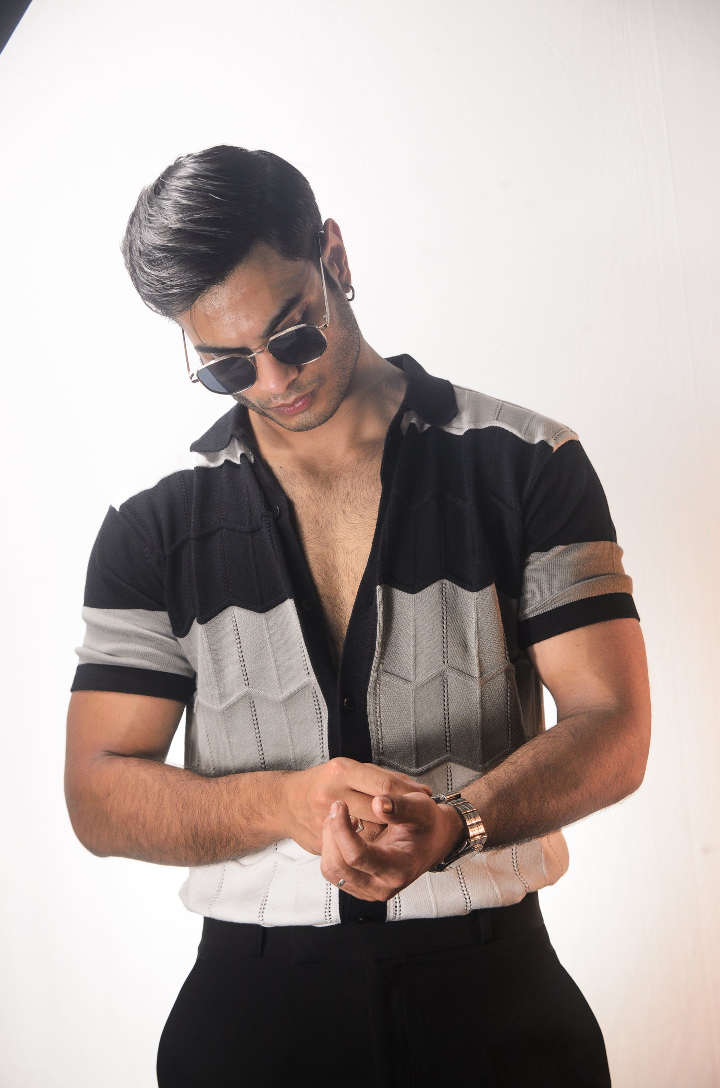 The Chill Stitch Knitted Shirt - BLACK