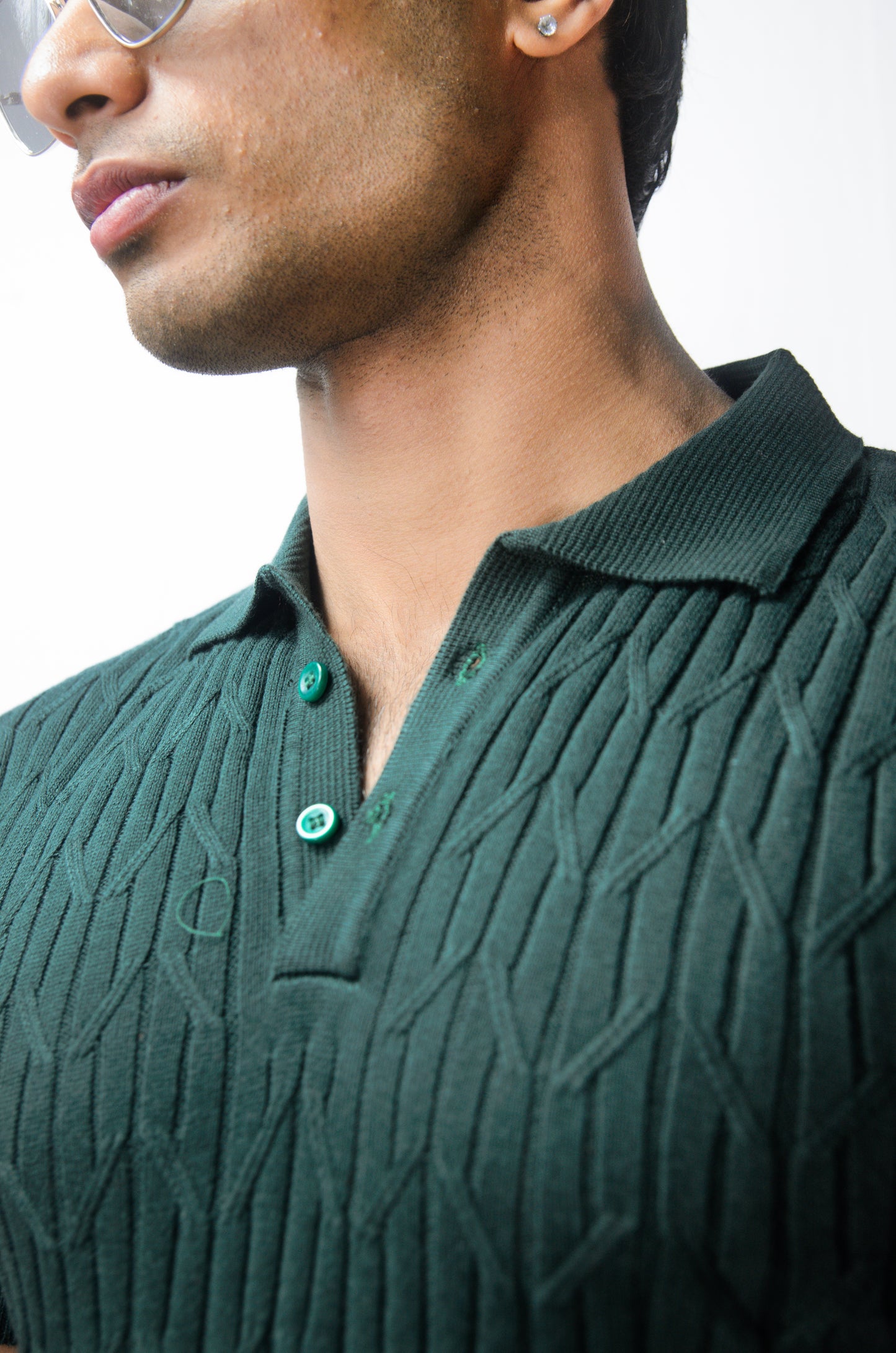 Sterling knit Polo T-Shirt - BOTTLEGREEN