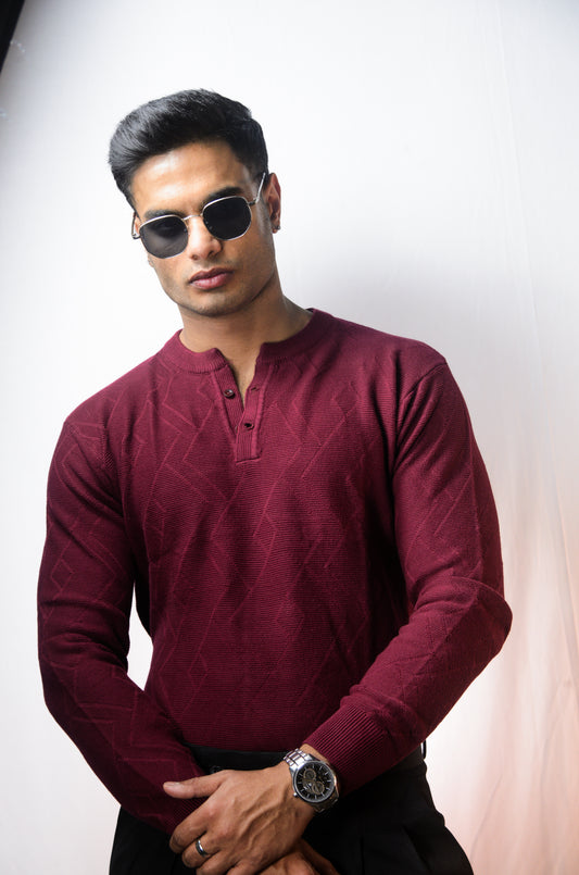 The Arizona Full Sleeve Polo T-Shirt - WINE