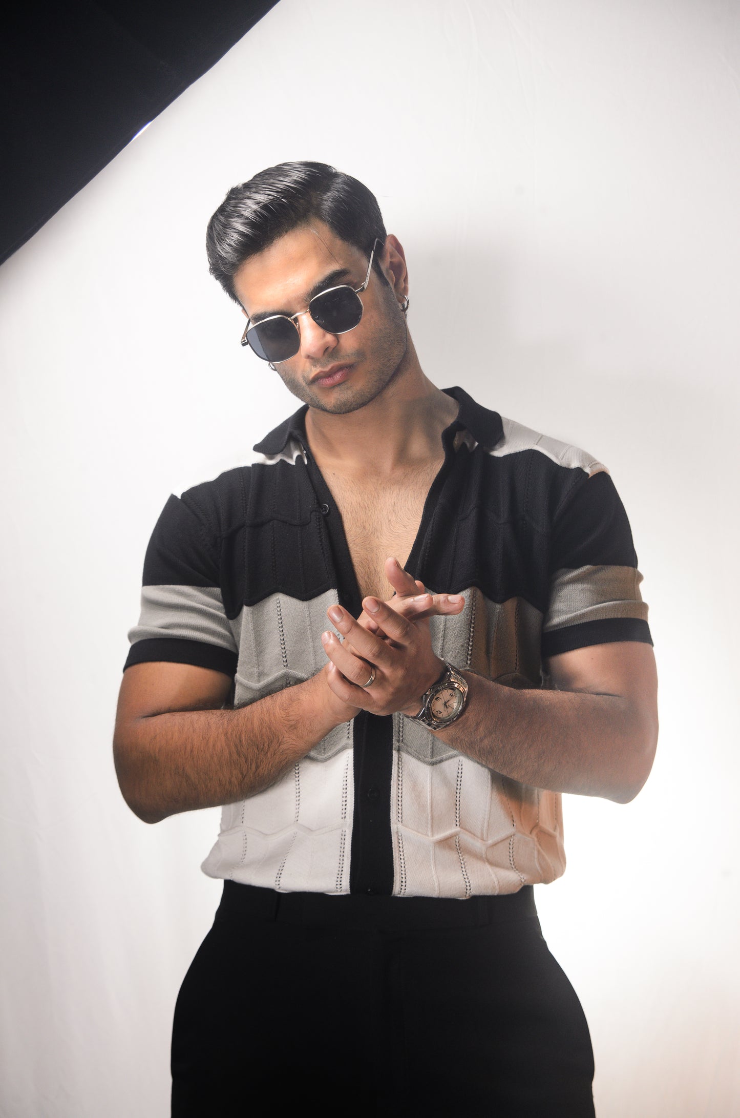 The Chill Stitch Knitted Shirt - BLACK