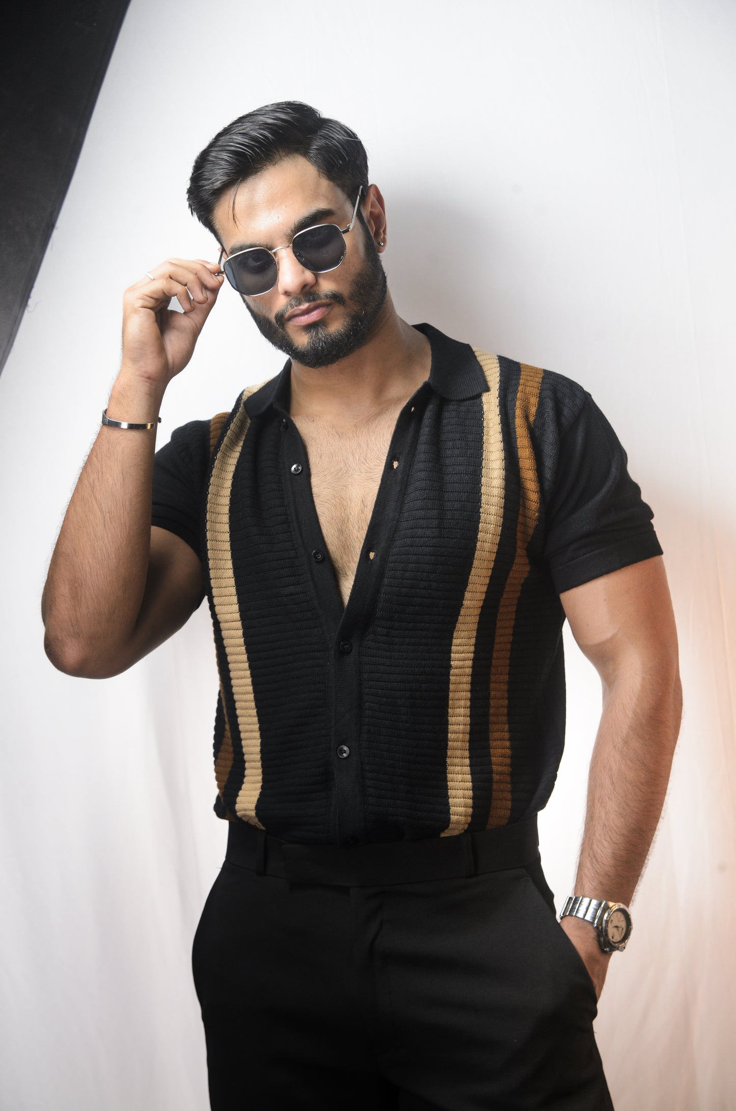 Monaco Mood Knitted Shirt - BLACK