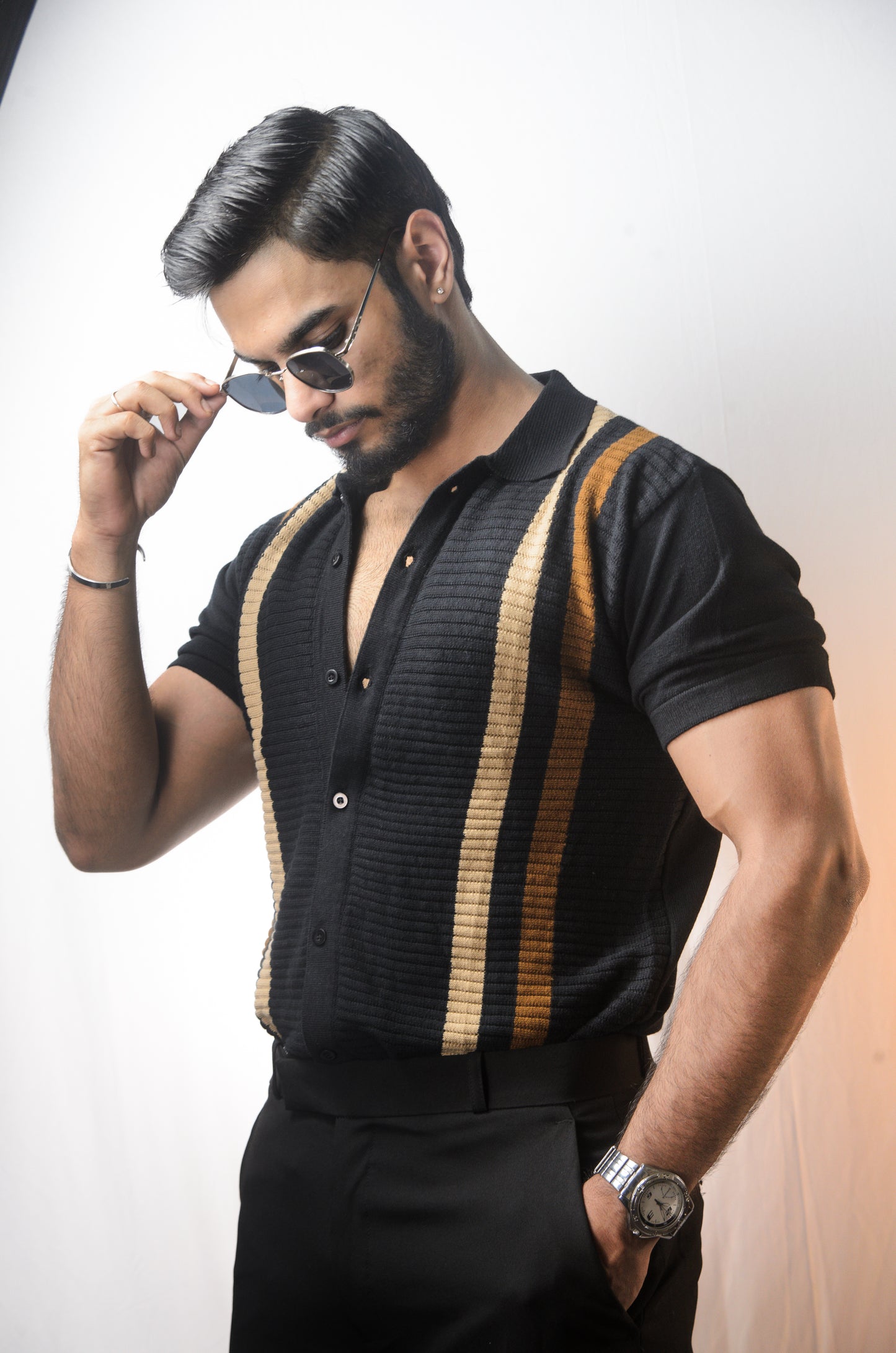 Monaco Mood Knitted Shirt - BLACK