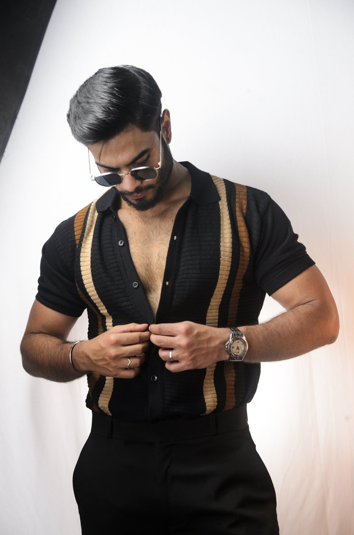 Monaco Mood Knitted Shirt - BLACK