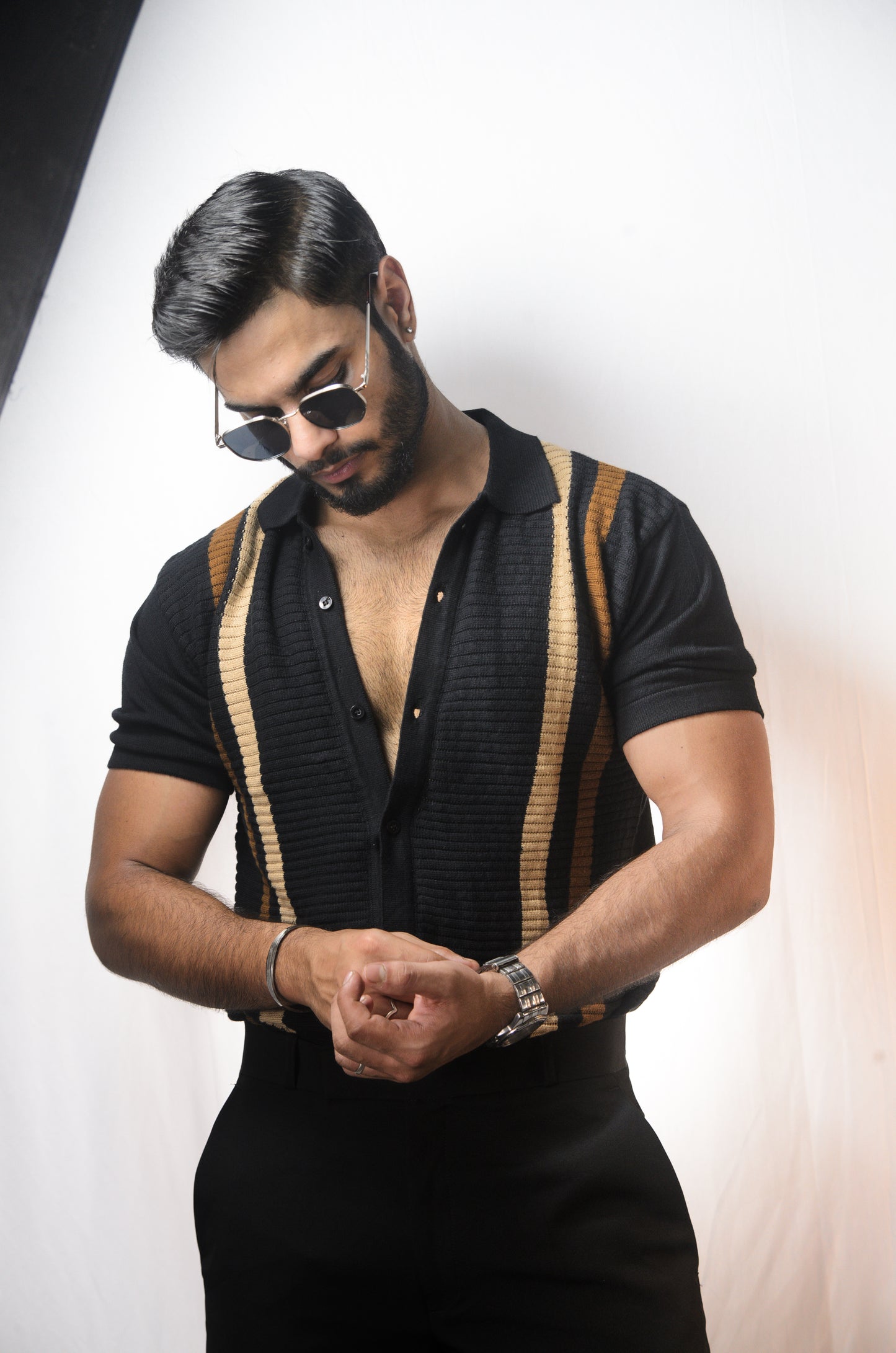 Monaco Mood Knitted Shirt - BLACK