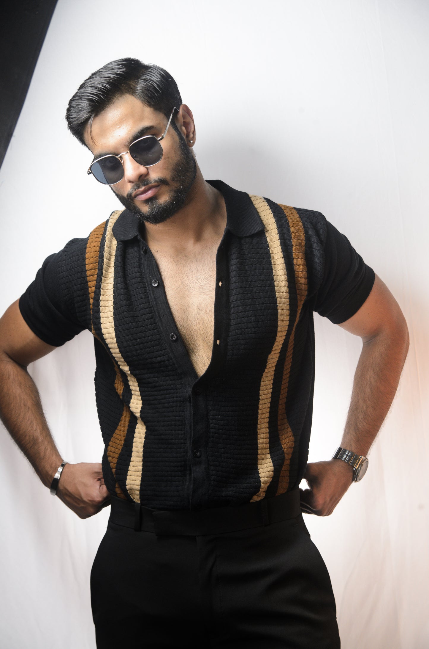 Monaco Mood Knitted Shirt - BLACK