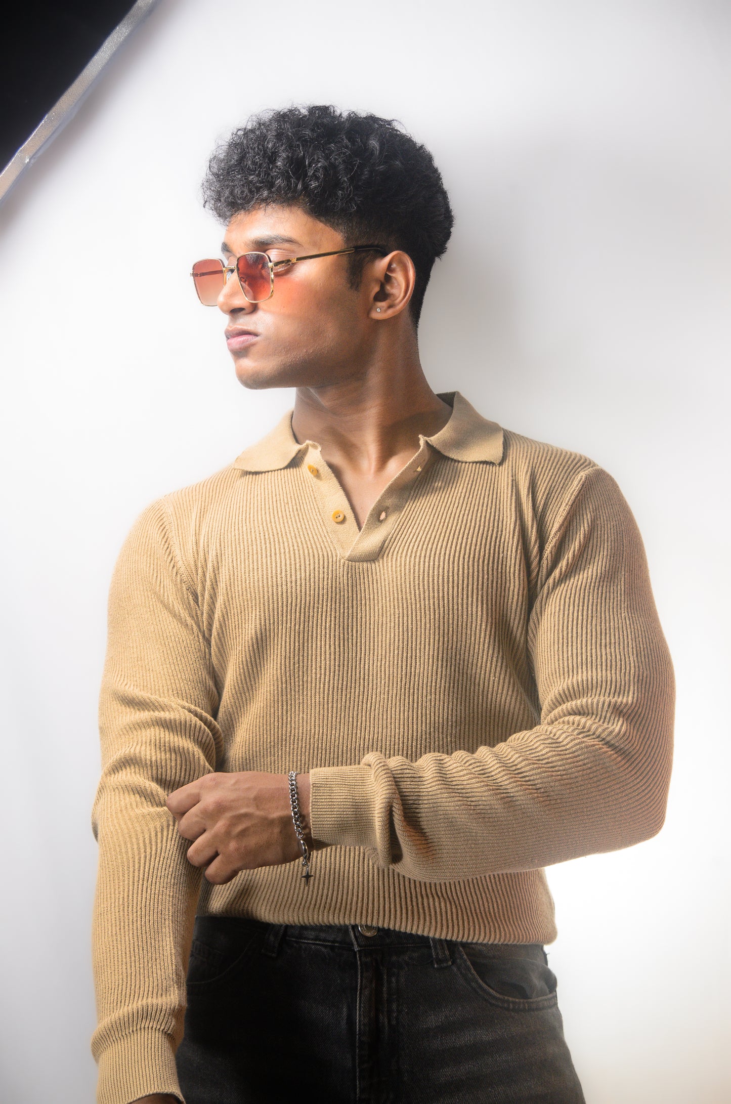 The Valmont Full Sleeve Polo - BEIGE