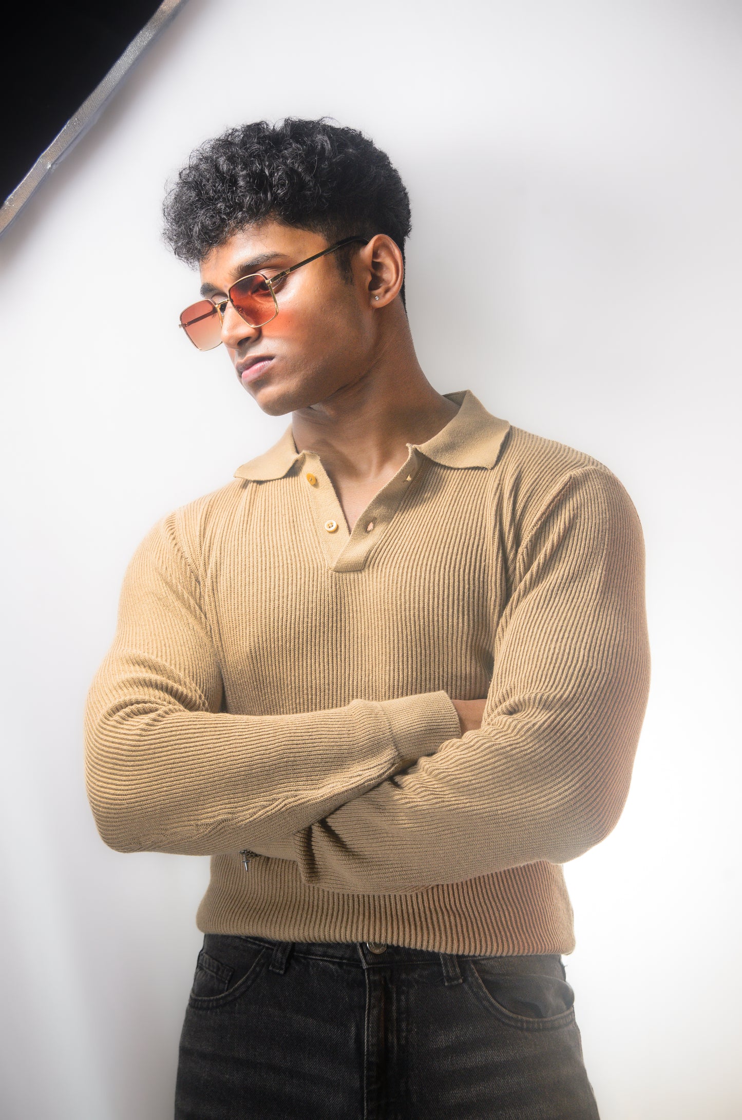 The Valmont Full Sleeve Polo - BEIGE