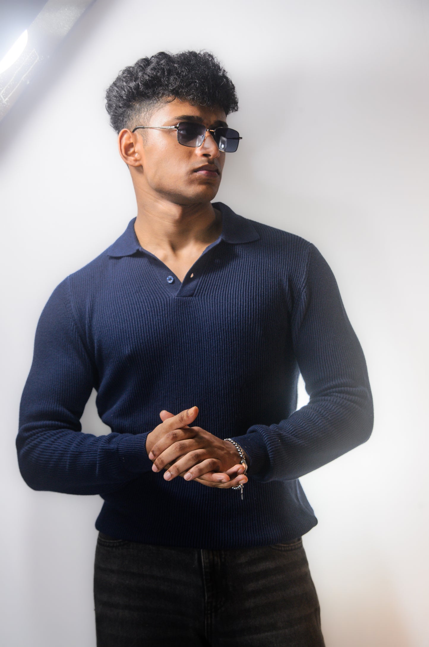 The Valmont Full Sleeve Polo - NAVY